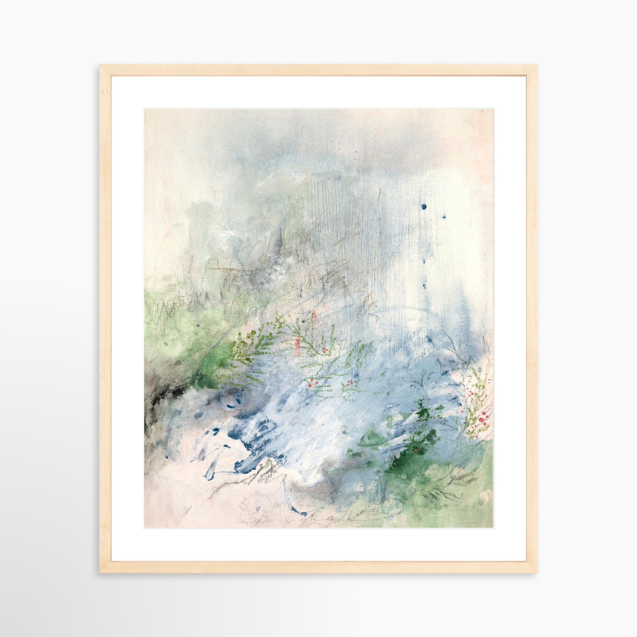 20x25 / Natural Frame + White Mat