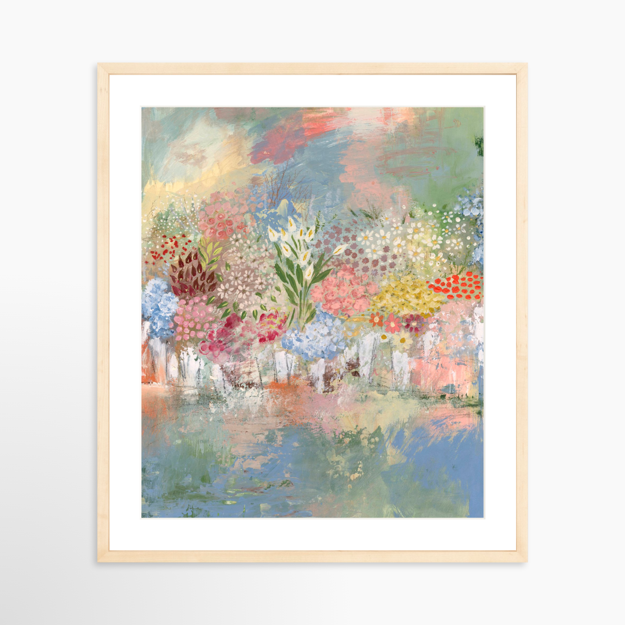 20x25 / Natural Frame + White Mat
