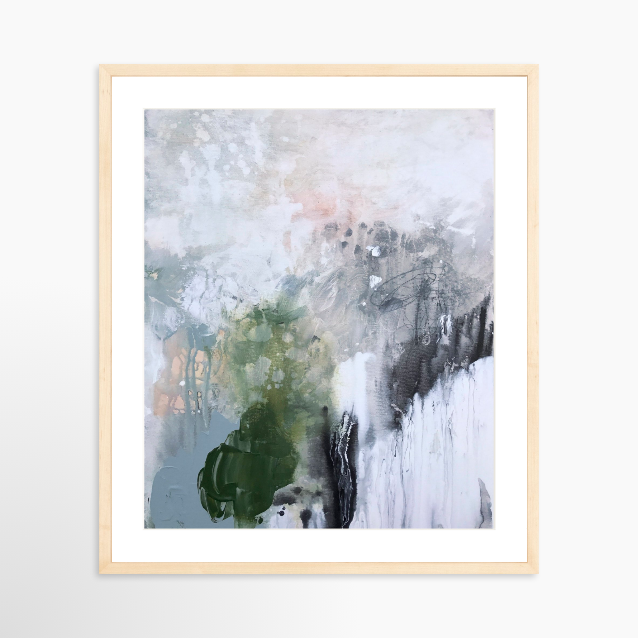 20x25 / Natural Frame + White Mat