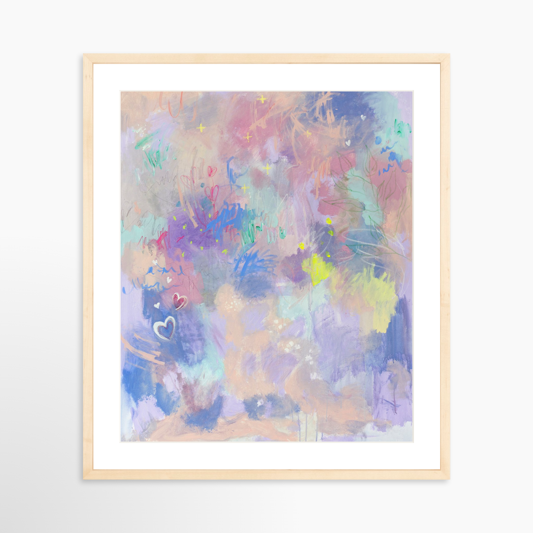 20x25 / Natural Frame + White Mat