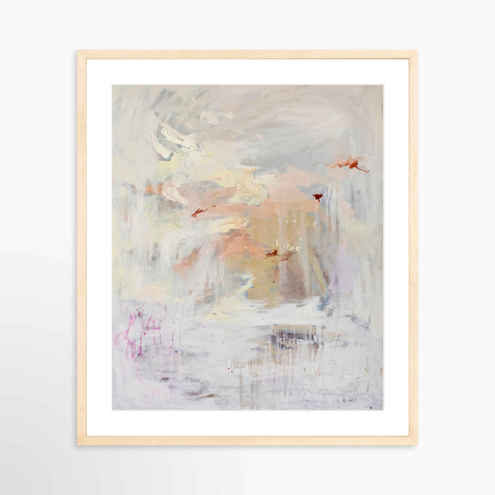 20x25 / Natural Frame + White Mat