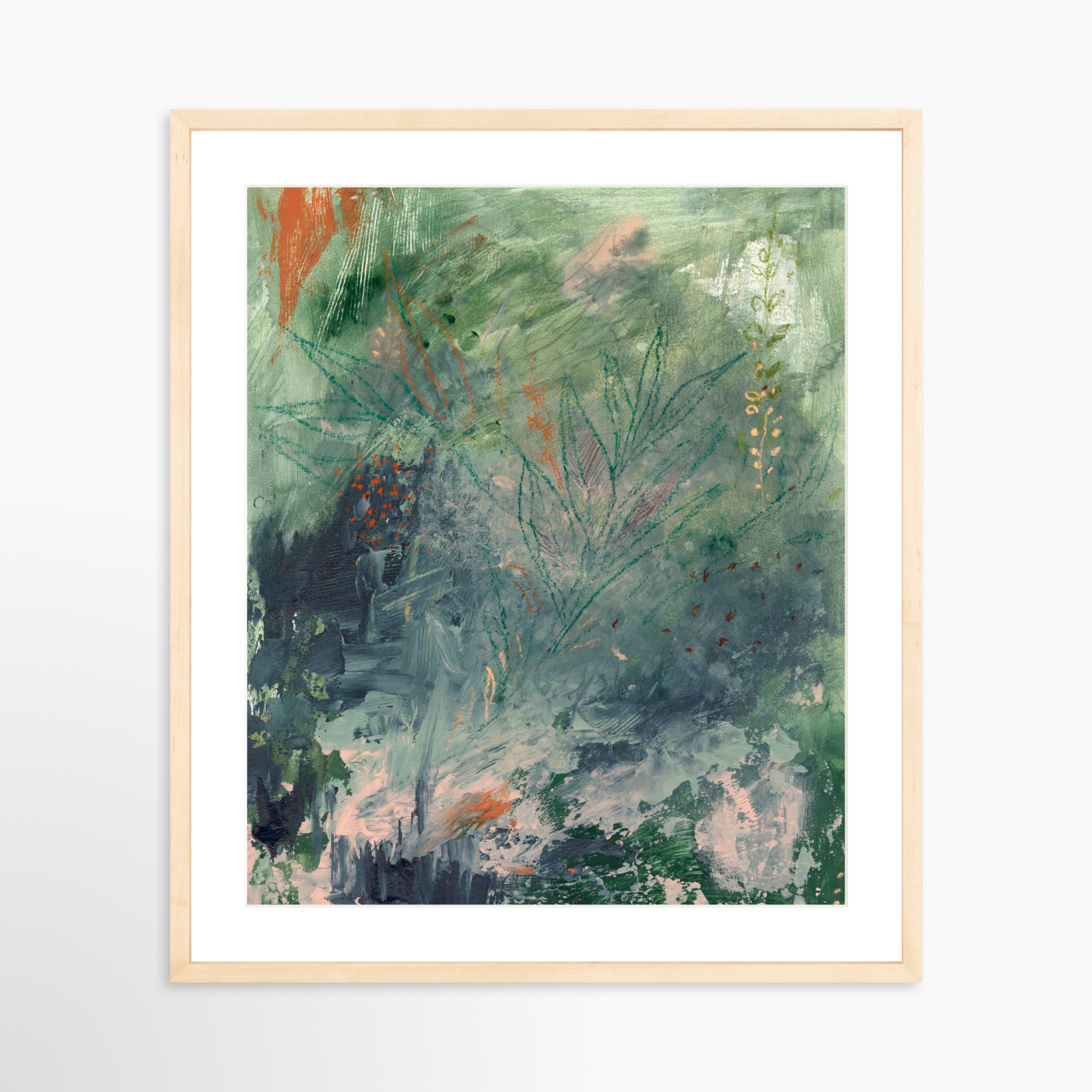 20x25 / Natural Frame + White Mat