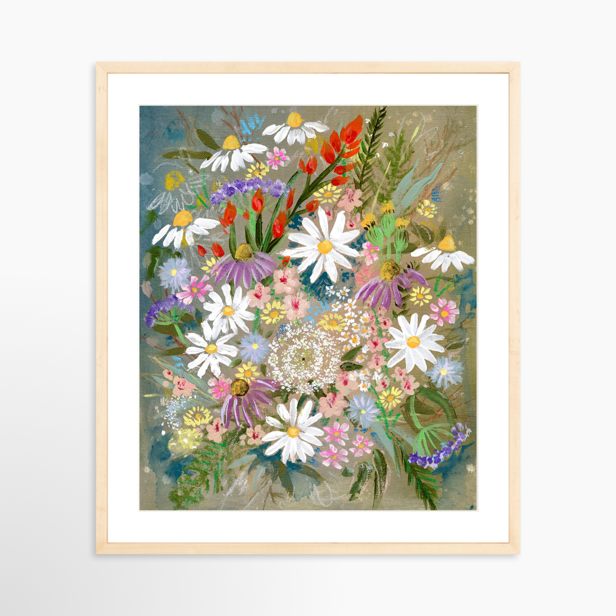 20x25 / Natural Frame + White Mat