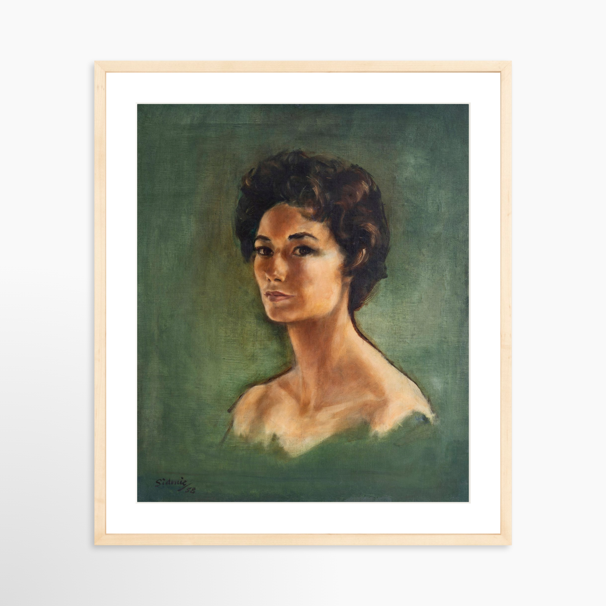 20x25 / Natural Frame + White Mat