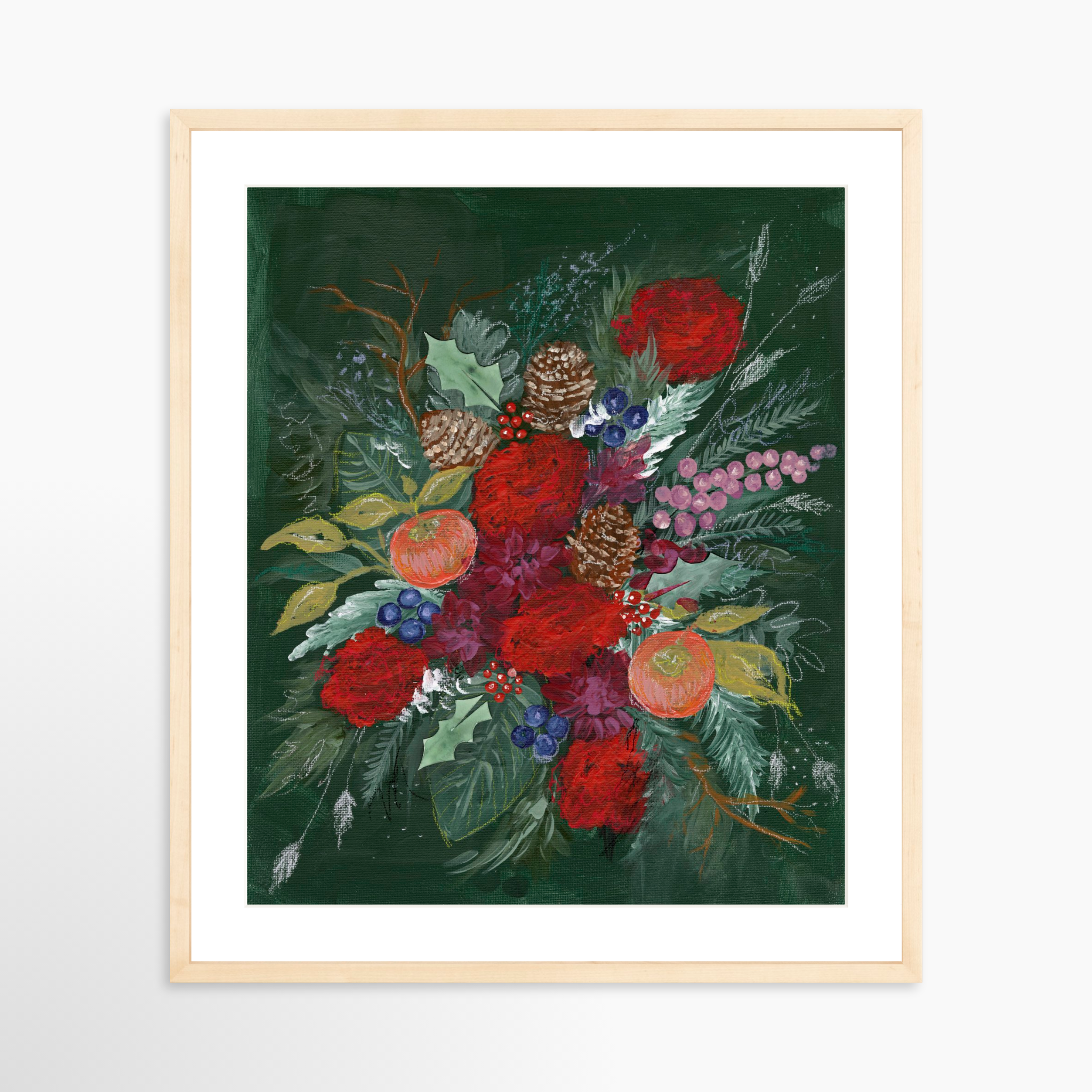 20x25 / Natural Frame + White Mat