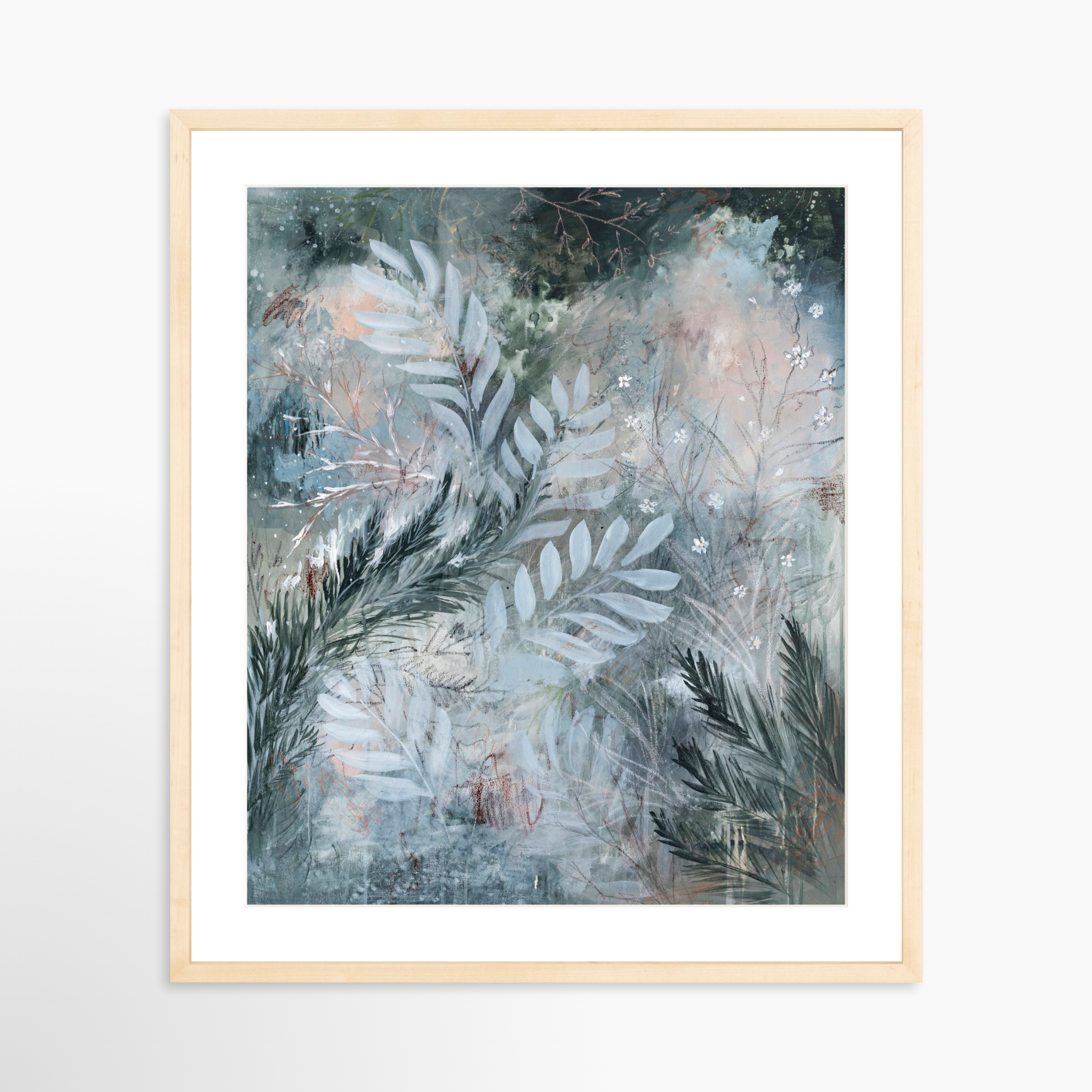 20x25 / Natural Frame + White Mat