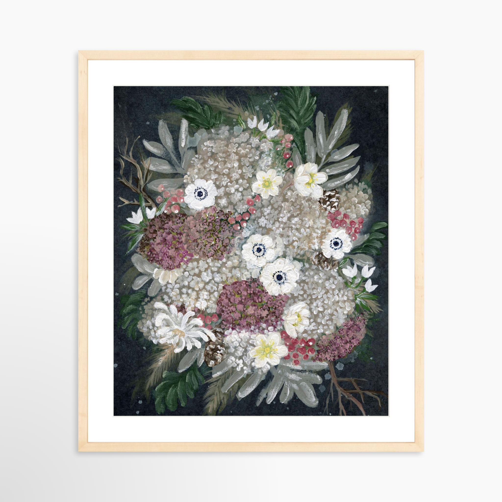 20x25 / Natural Frame + White Mat