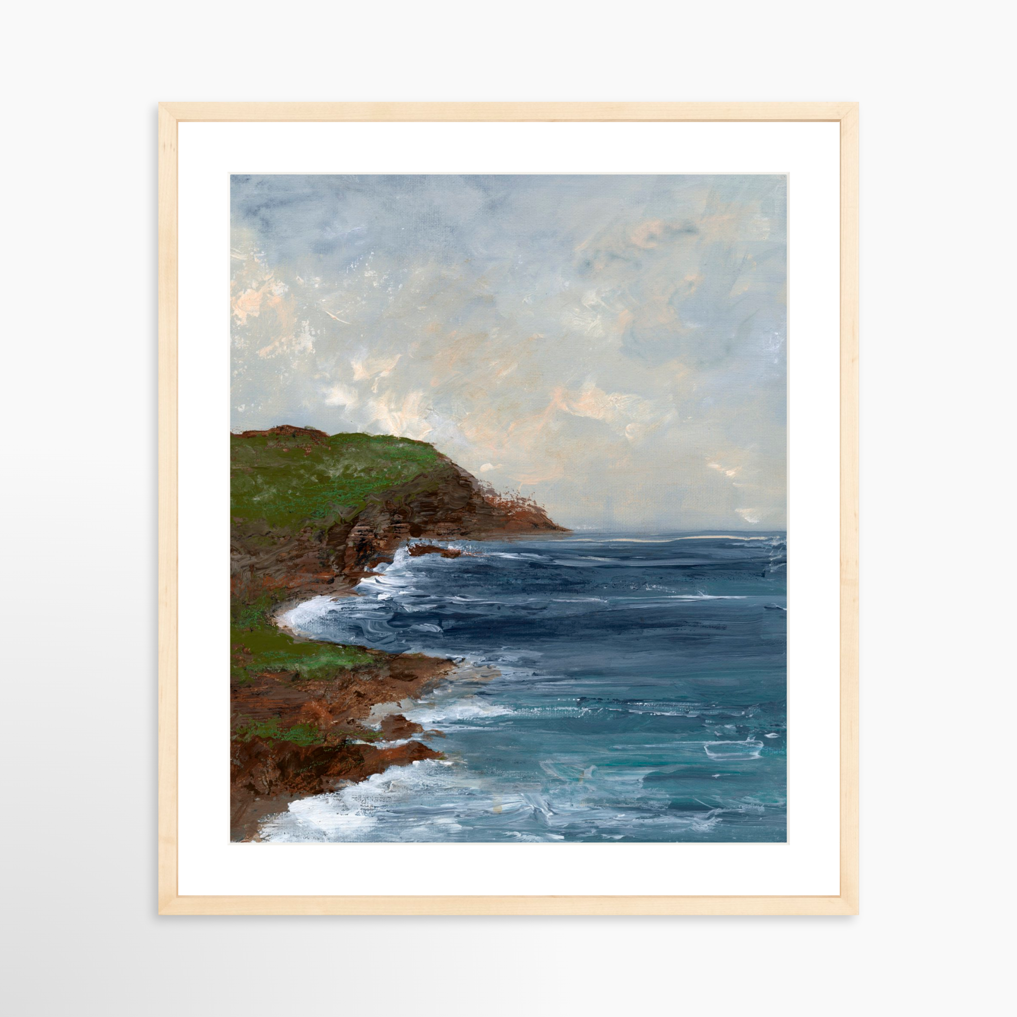 20x25 / Natural Frame + White Mat