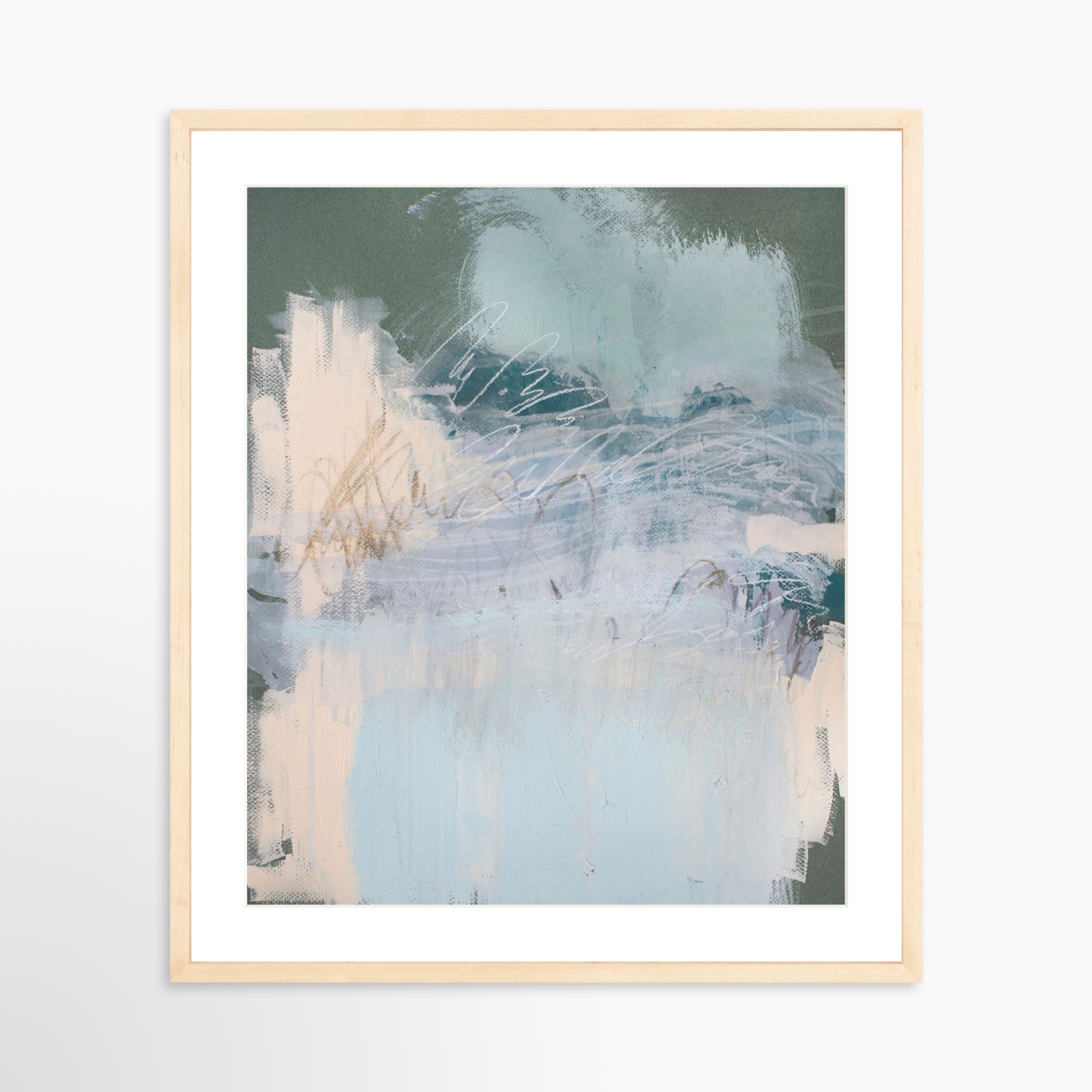 20x25 / Natural Frame + White Mat