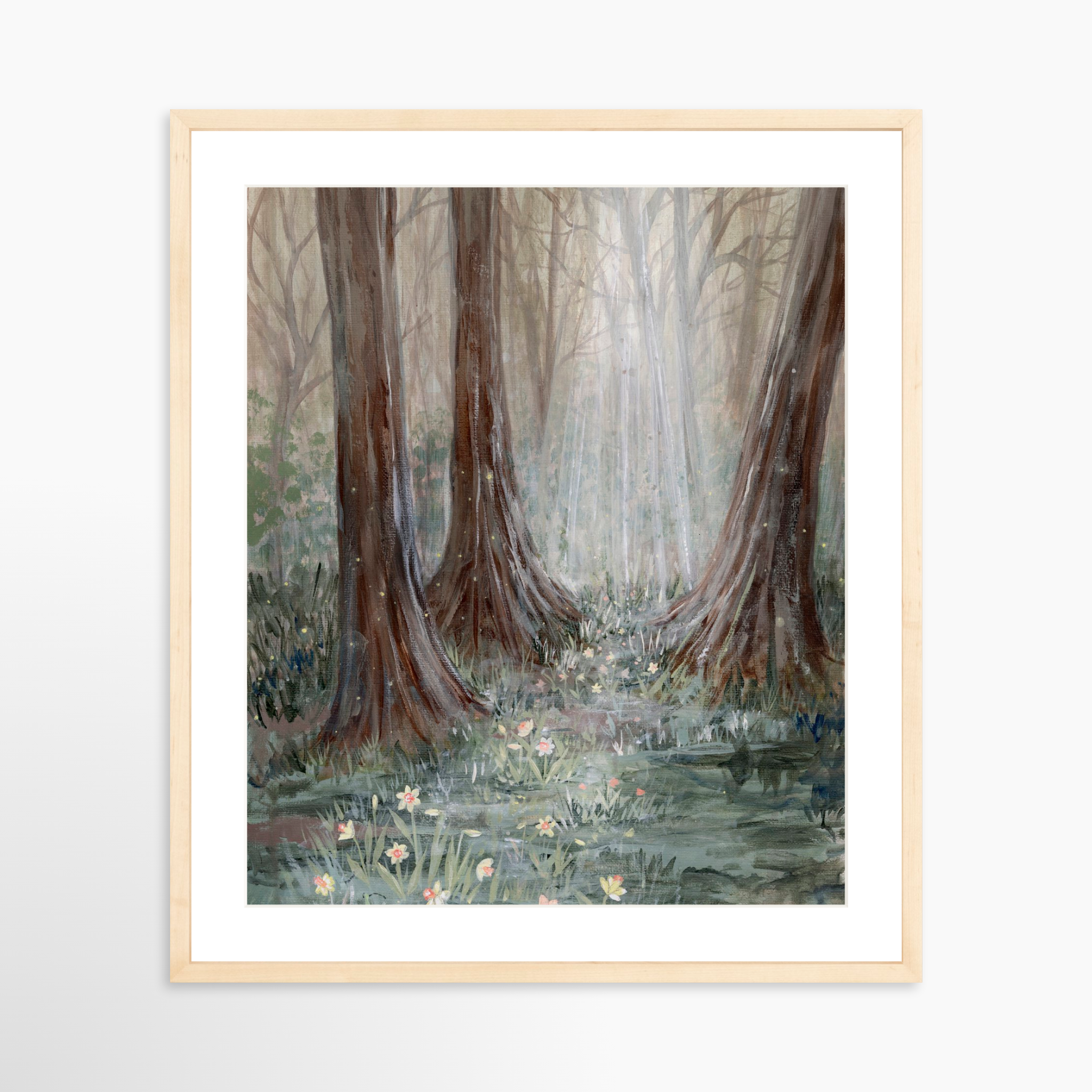 20x25 / Natural Frame + White Mat