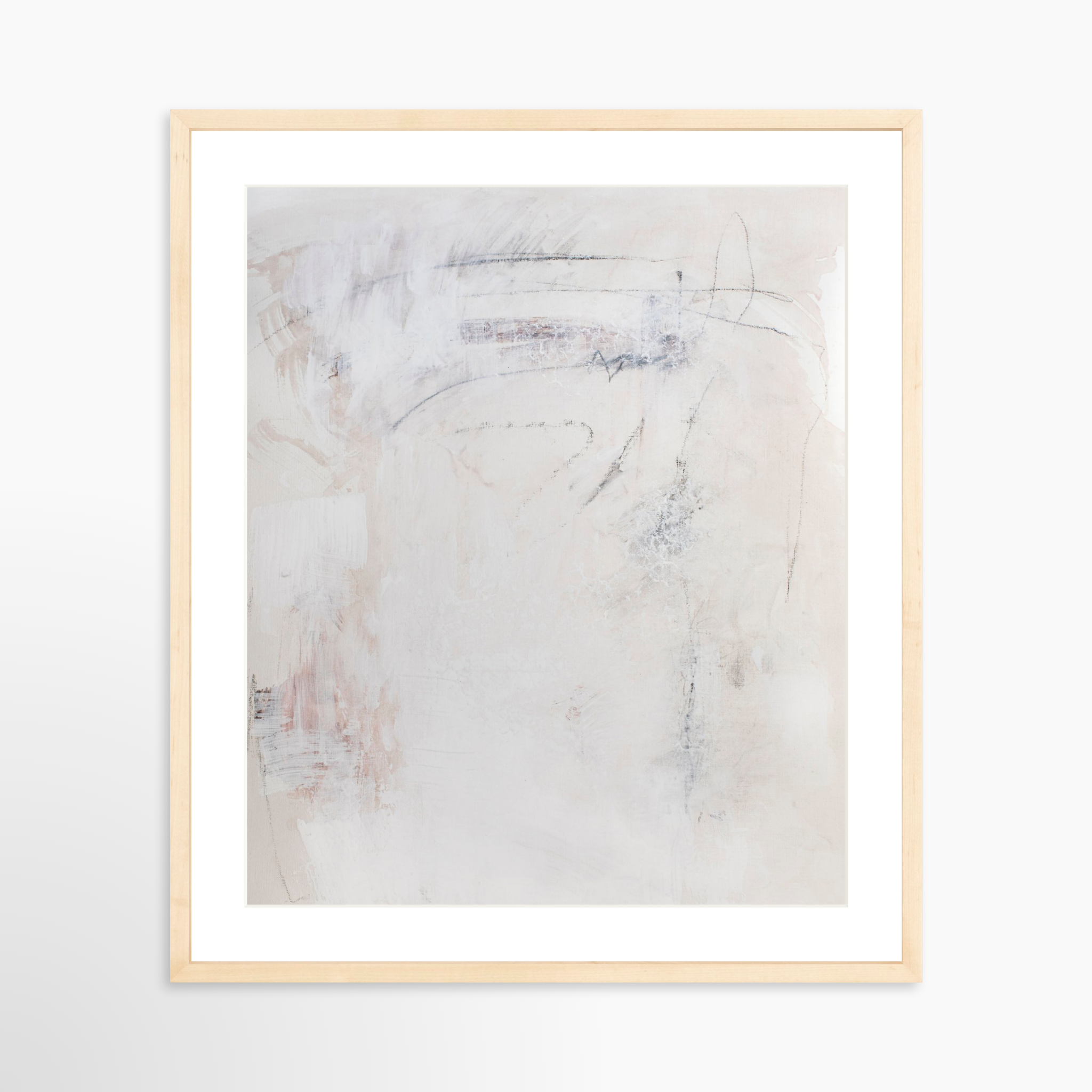 20x25 / Natural Frame + White Mat