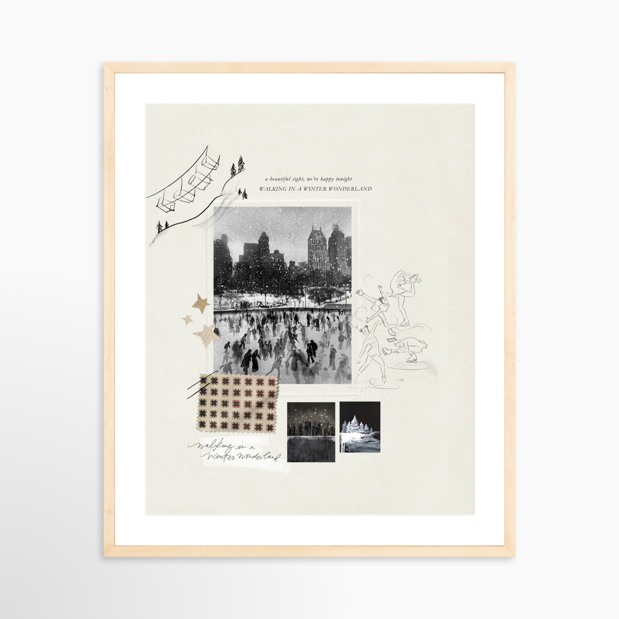 20x25 / Natural Frame + White Mat