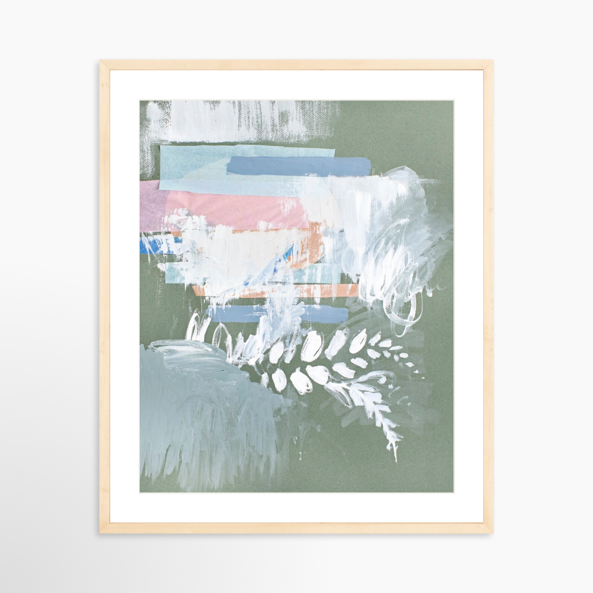 20x25 / Natural Frame + White Mat
