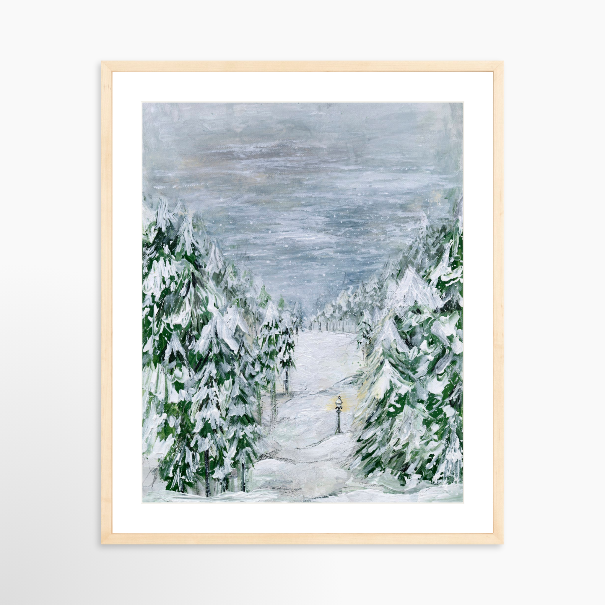 20x25 / Natural Frame + White Mat