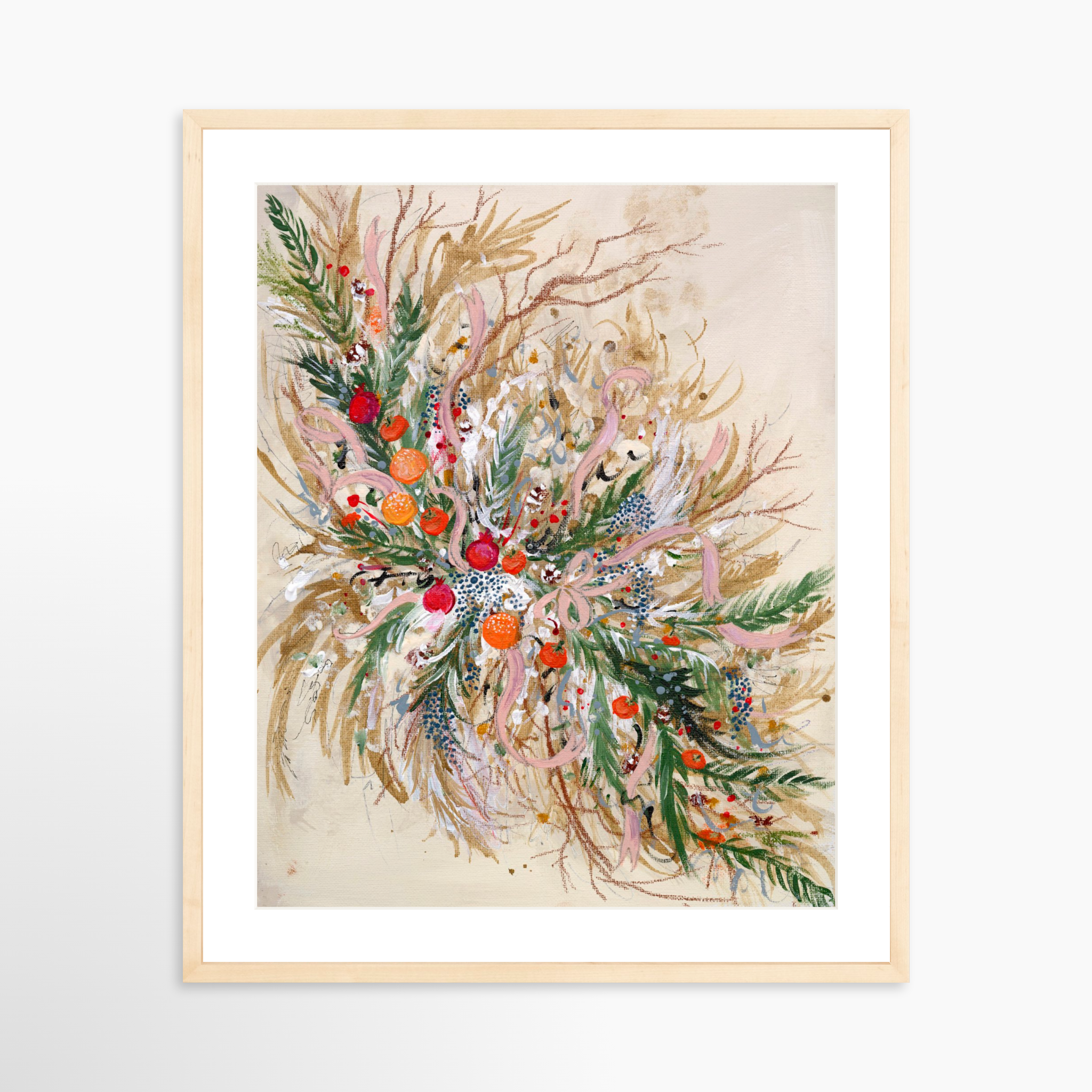 20x25 / Natural Frame + White Mat