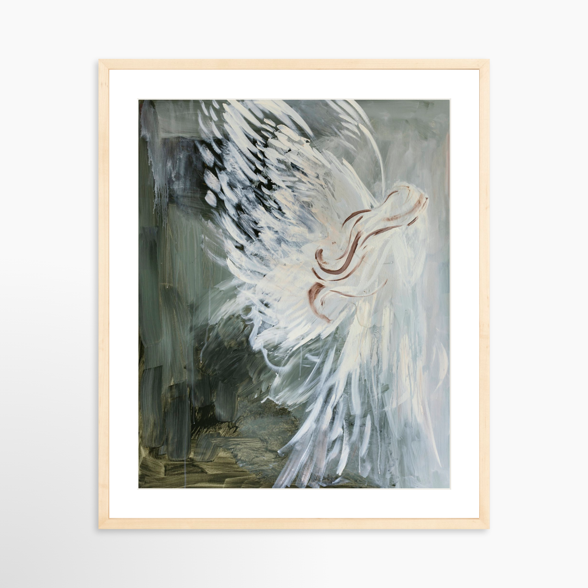 20x25 / Natural Frame + White Mat