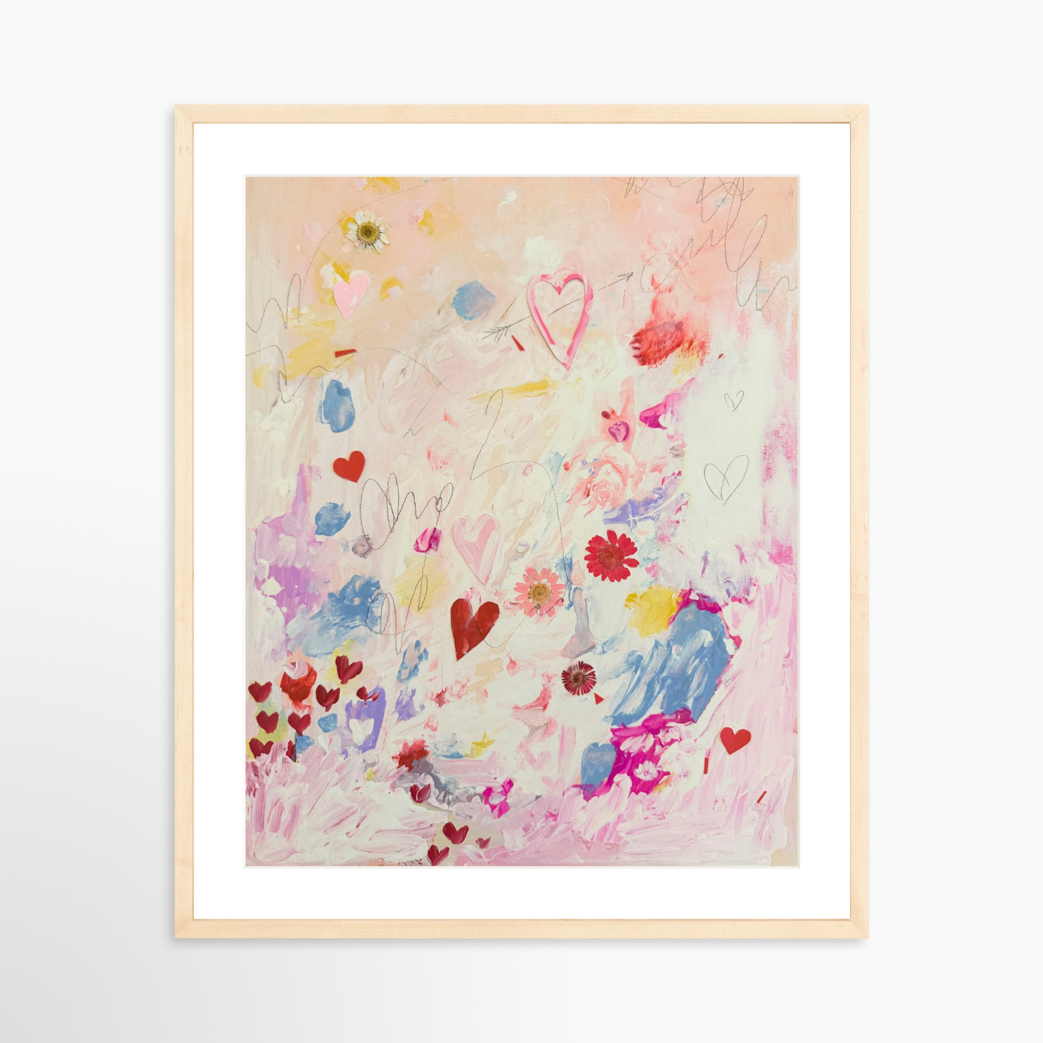 20x25 / Natural Frame + White Mat