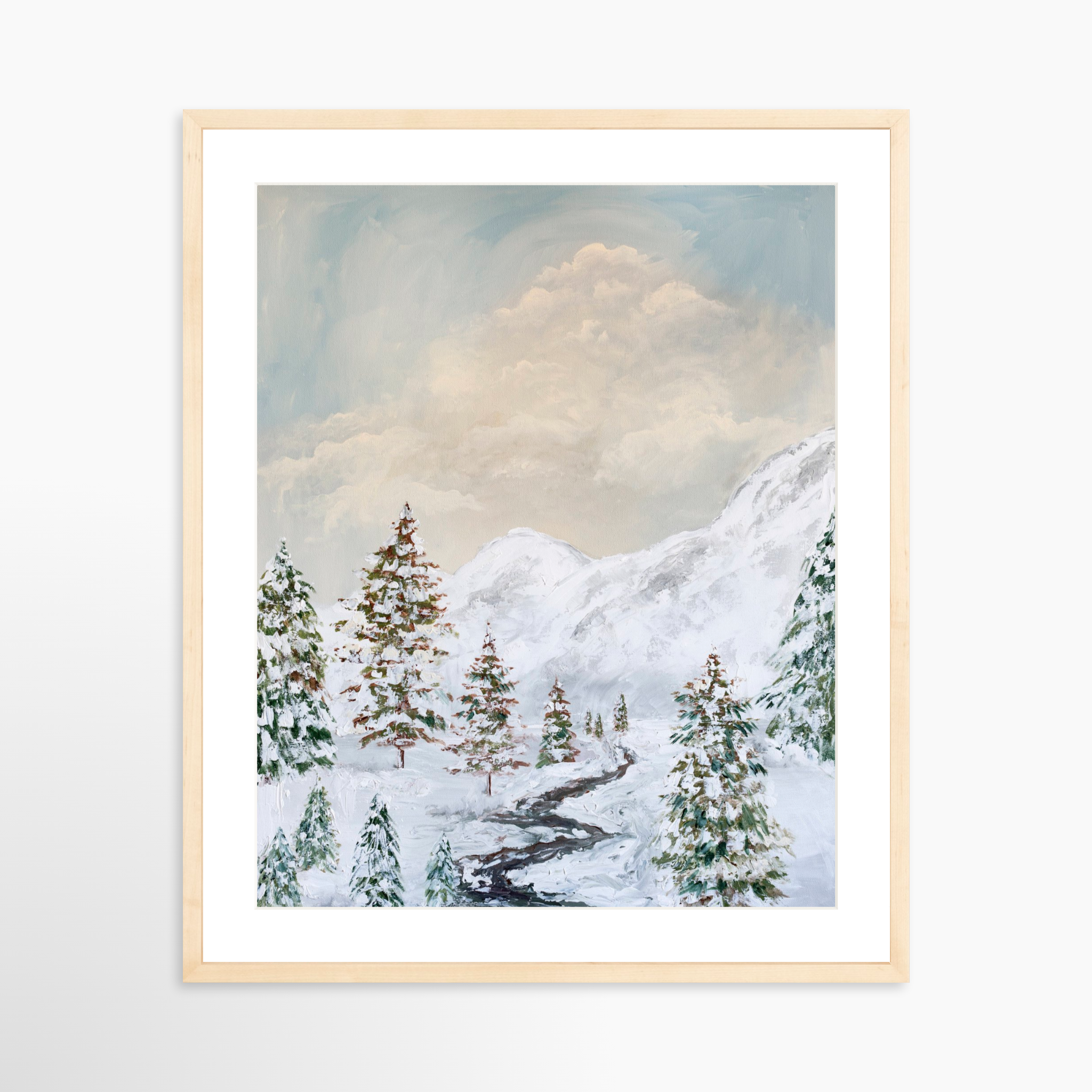 20x25 / Natural Frame + White Mat