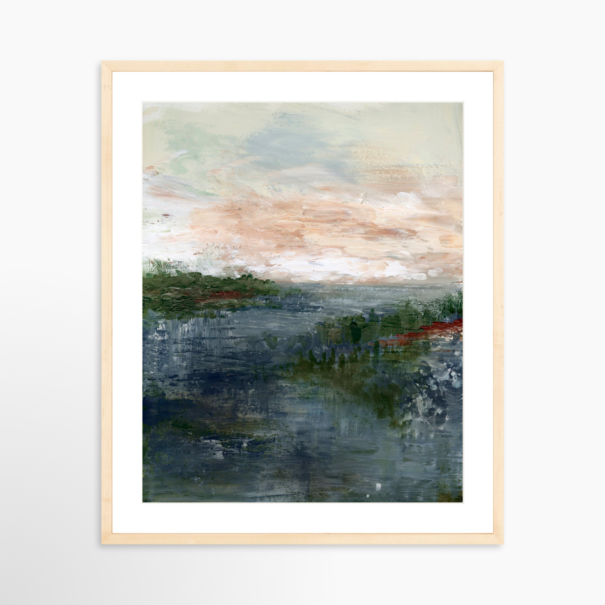 20x25 / Natural Frame + White Mat