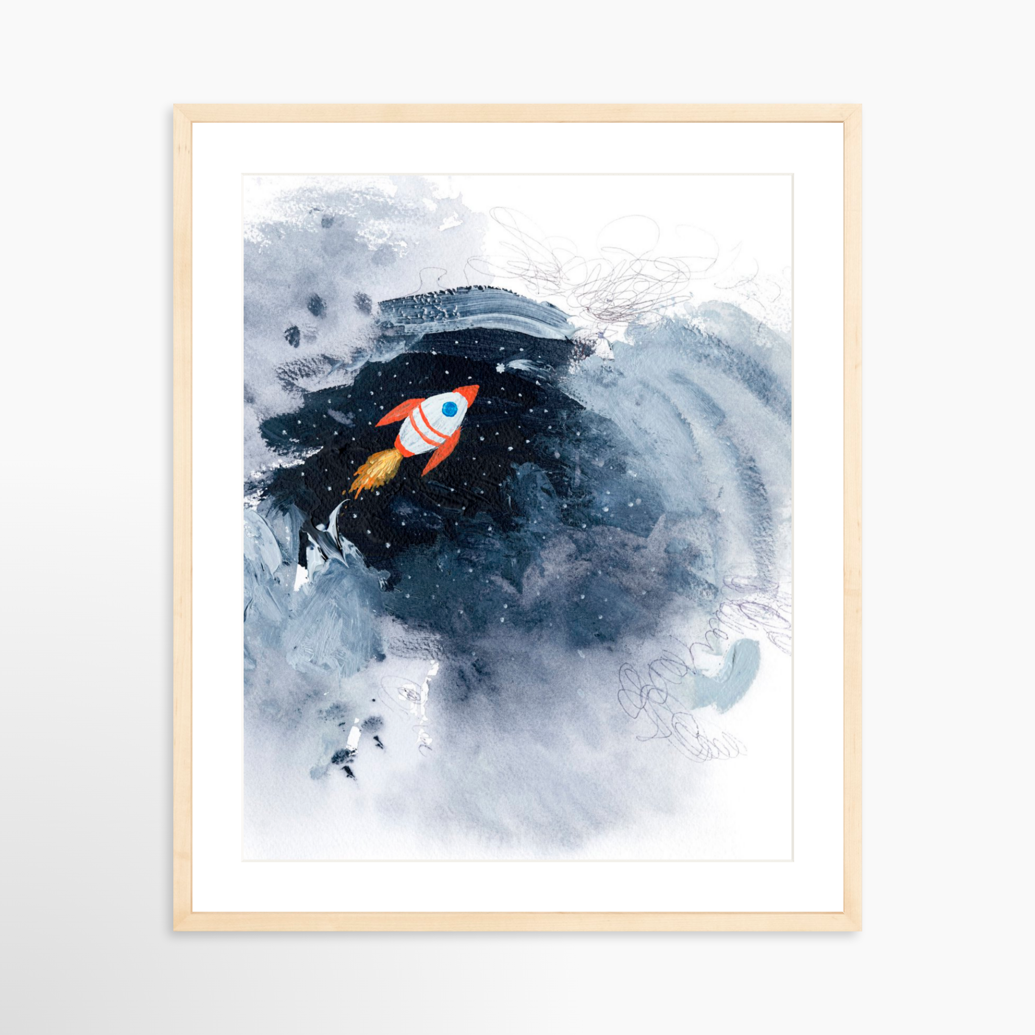 20x25 / Natural Frame + White Mat