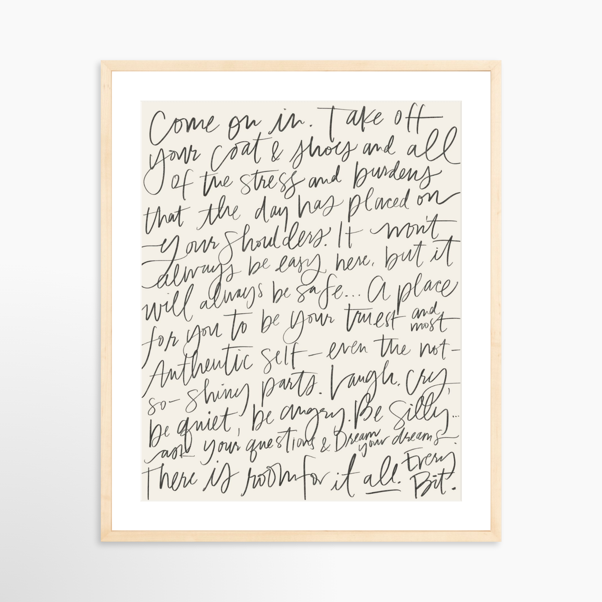 20x25 / Natural Frame + White Mat