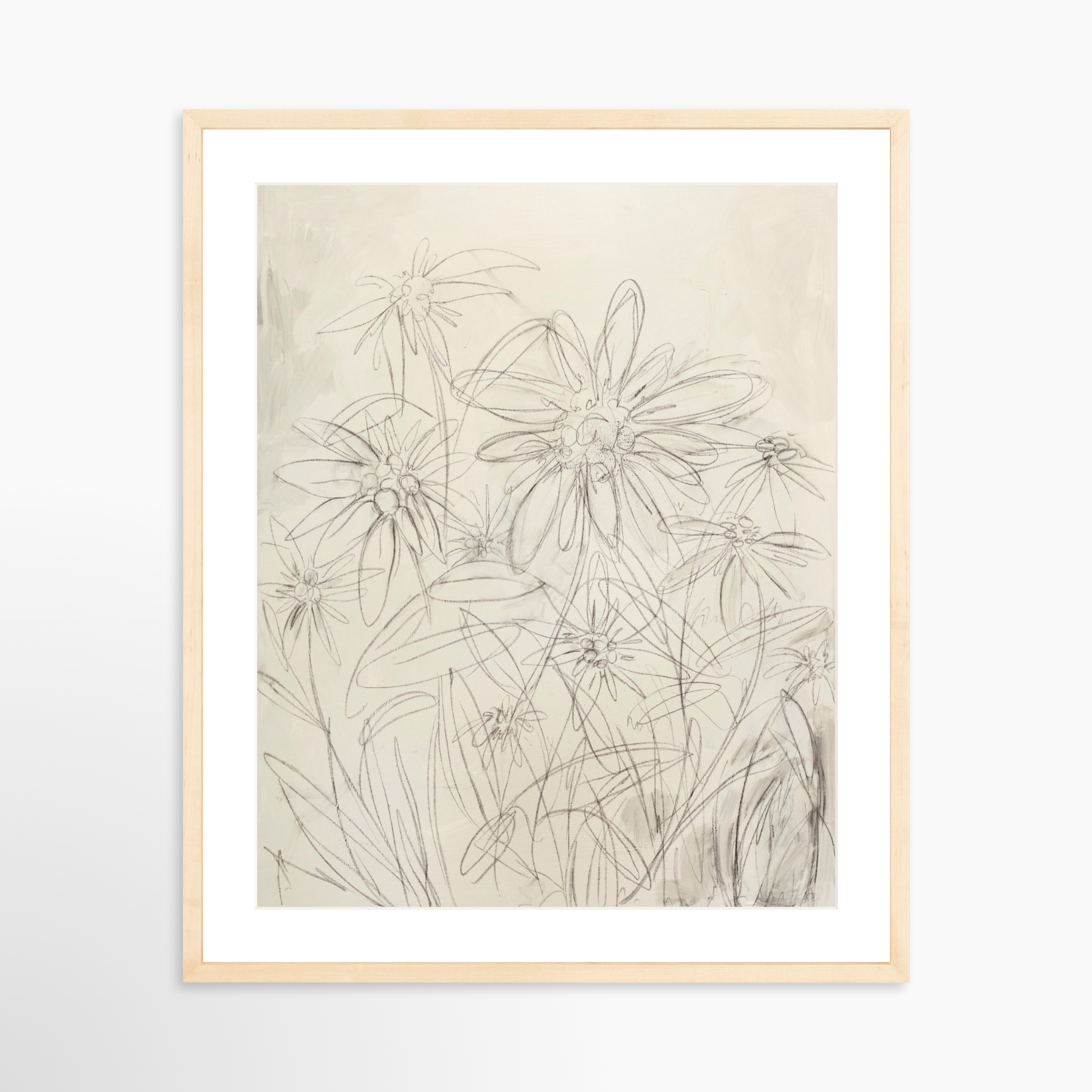 20x25 / Natural Frame + White Mat
