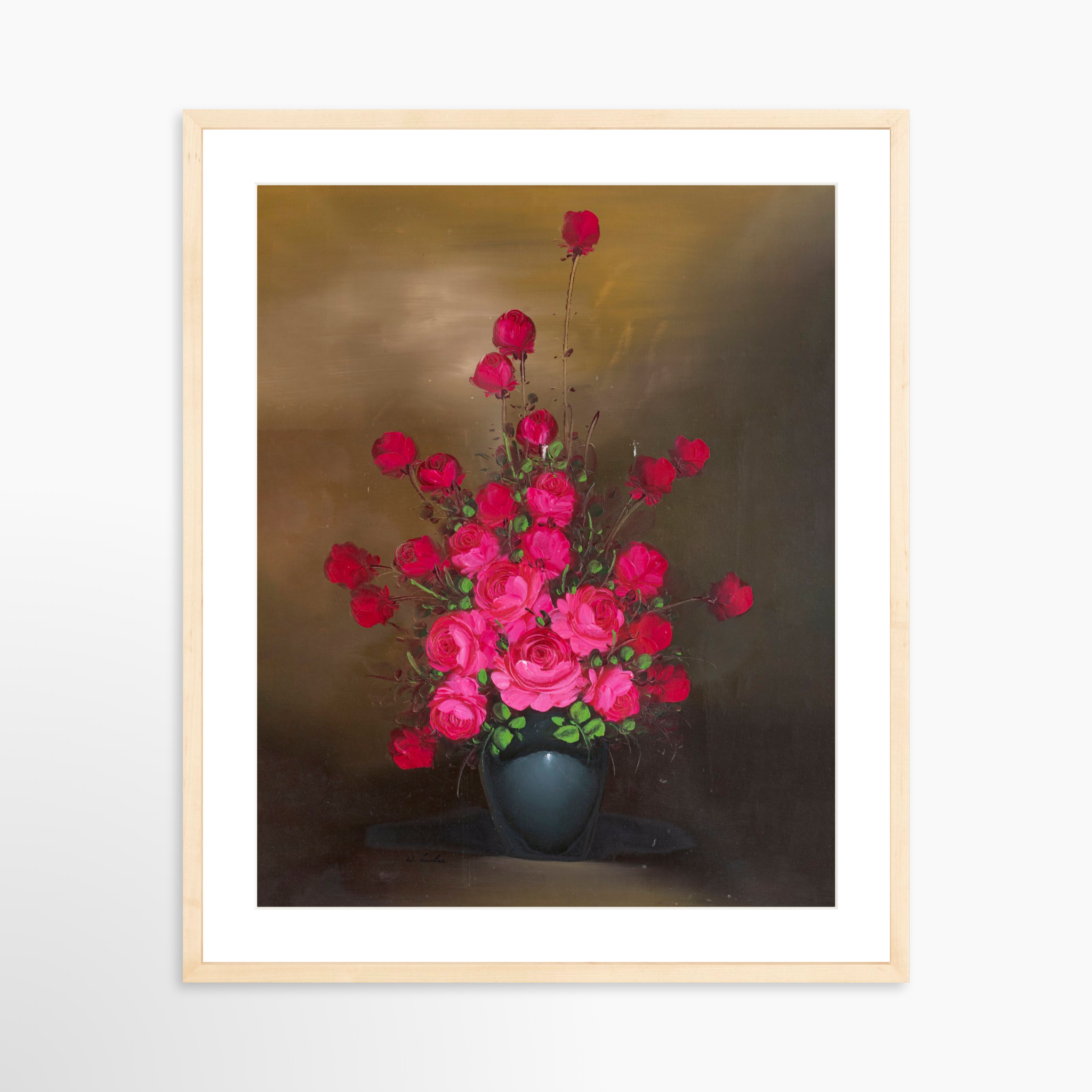 20x25 / Natural Frame + White Mat