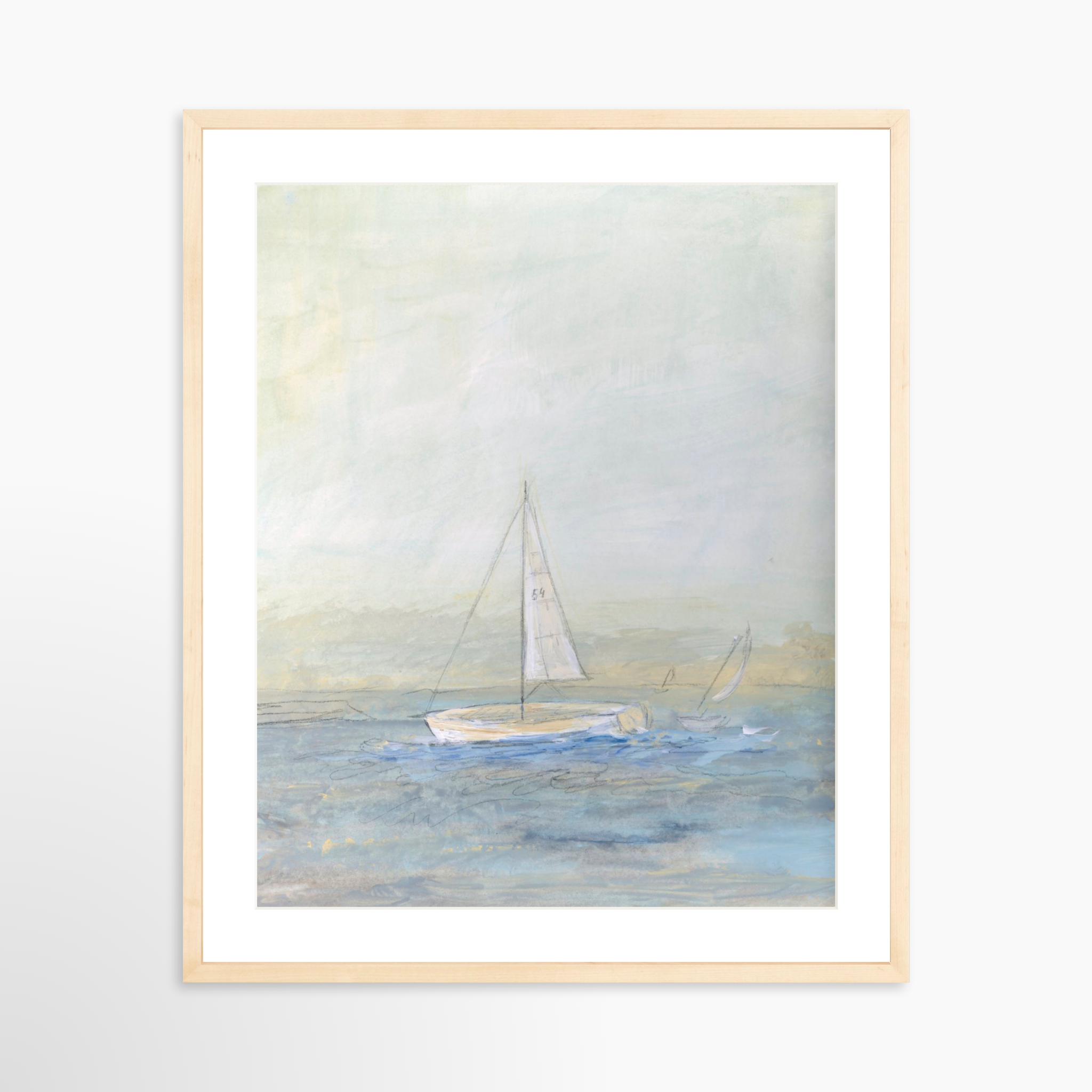 20x25 / Natural Frame + White Mat