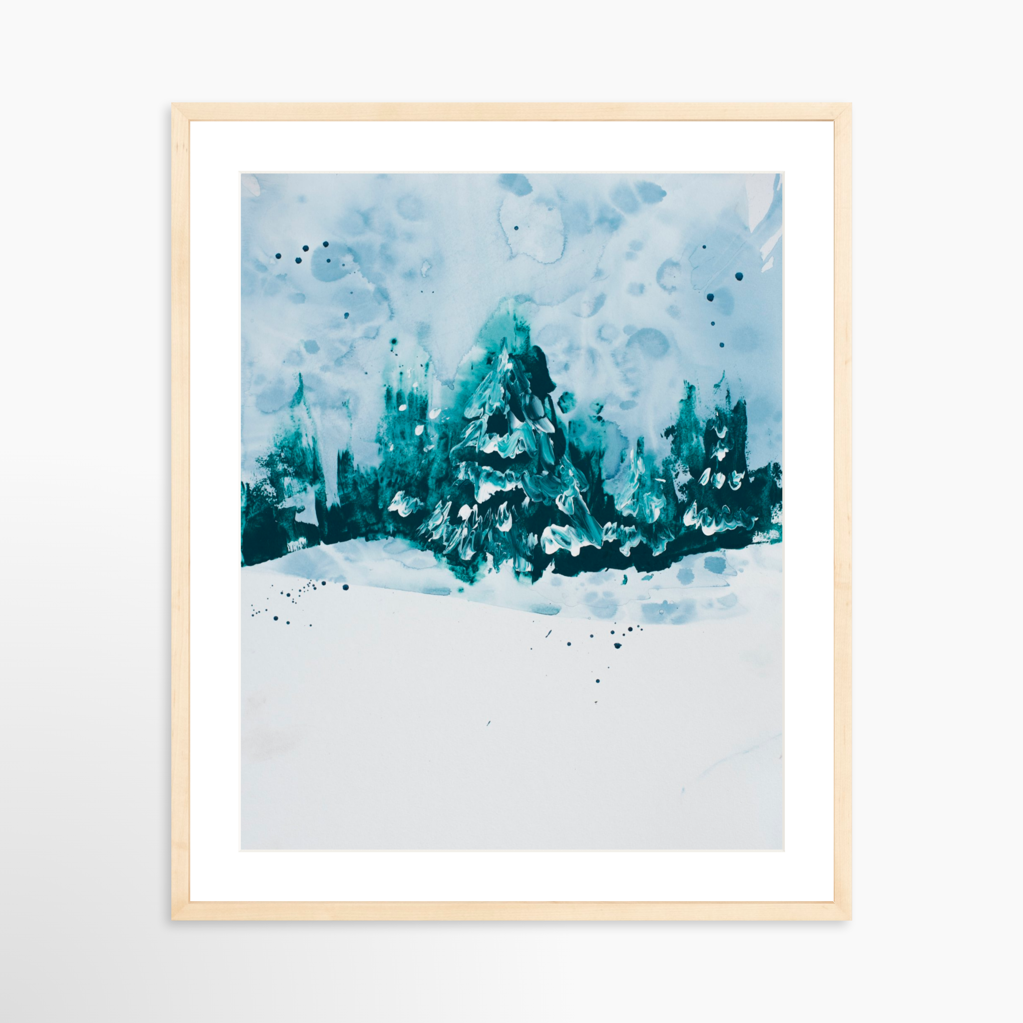 20x25 / Natural Frame + White Mat