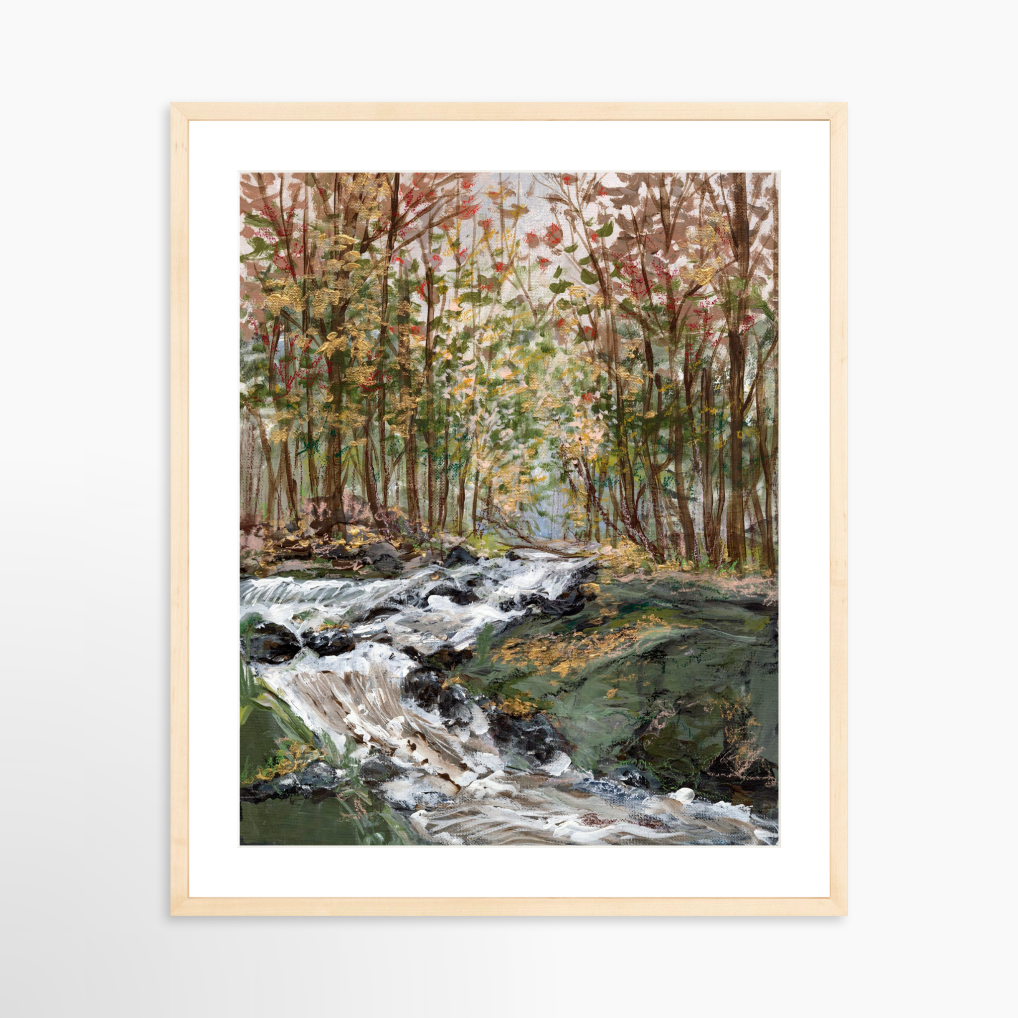 20x25 / Natural Frame + White Mat