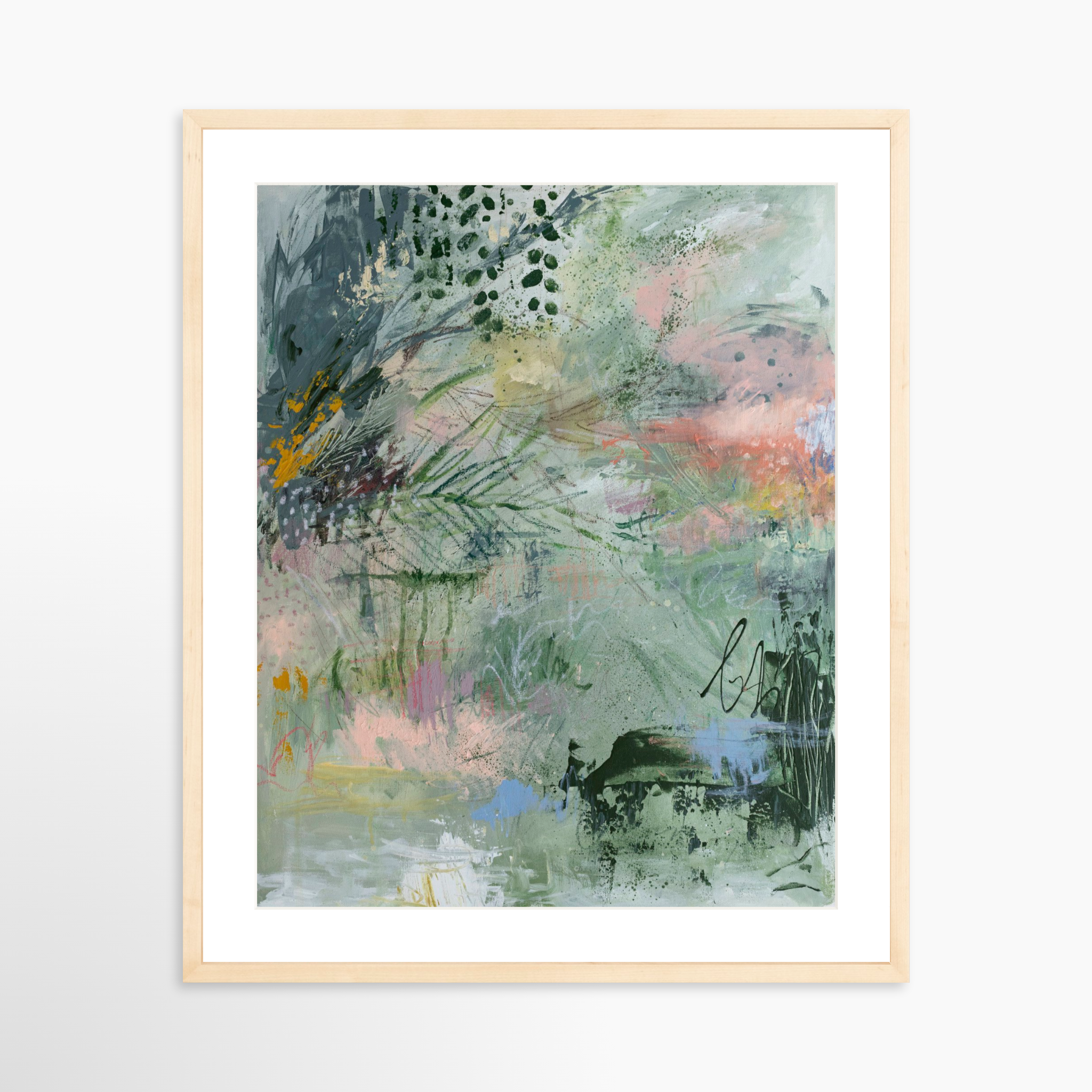 20x25 / Natural Frame + White Mat