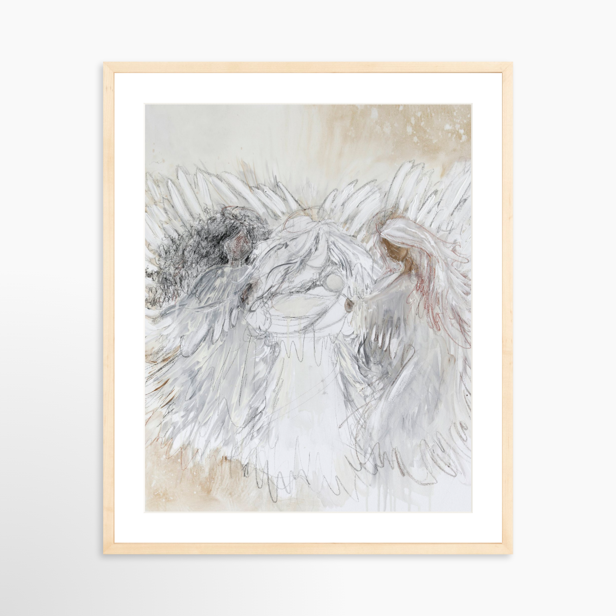 20x25 / Natural Frame + White Mat