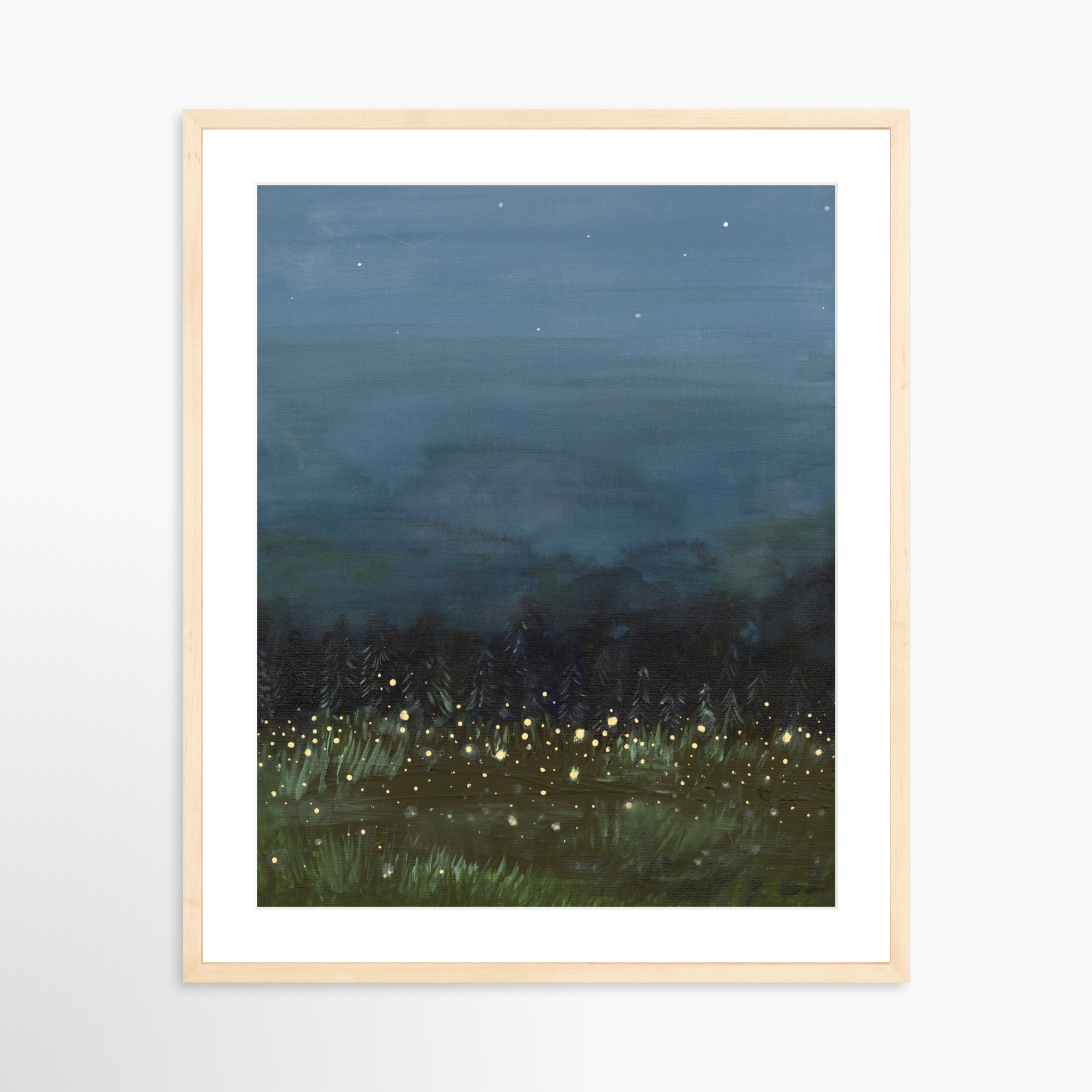 20x25 / Natural Frame + White Mat