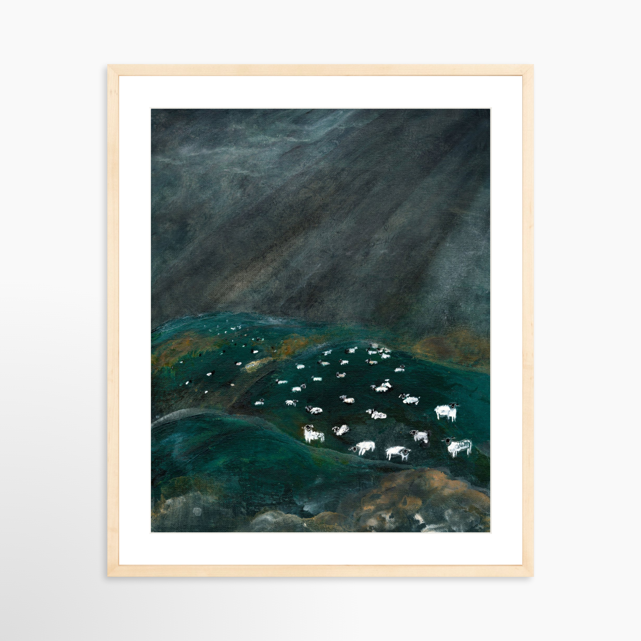 20x25 / Natural Frame + White Mat