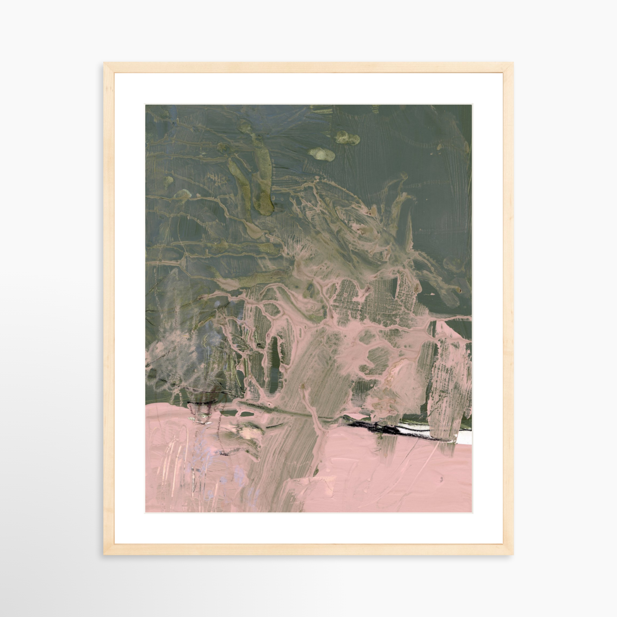 20x25 / Natural Frame + White Mat