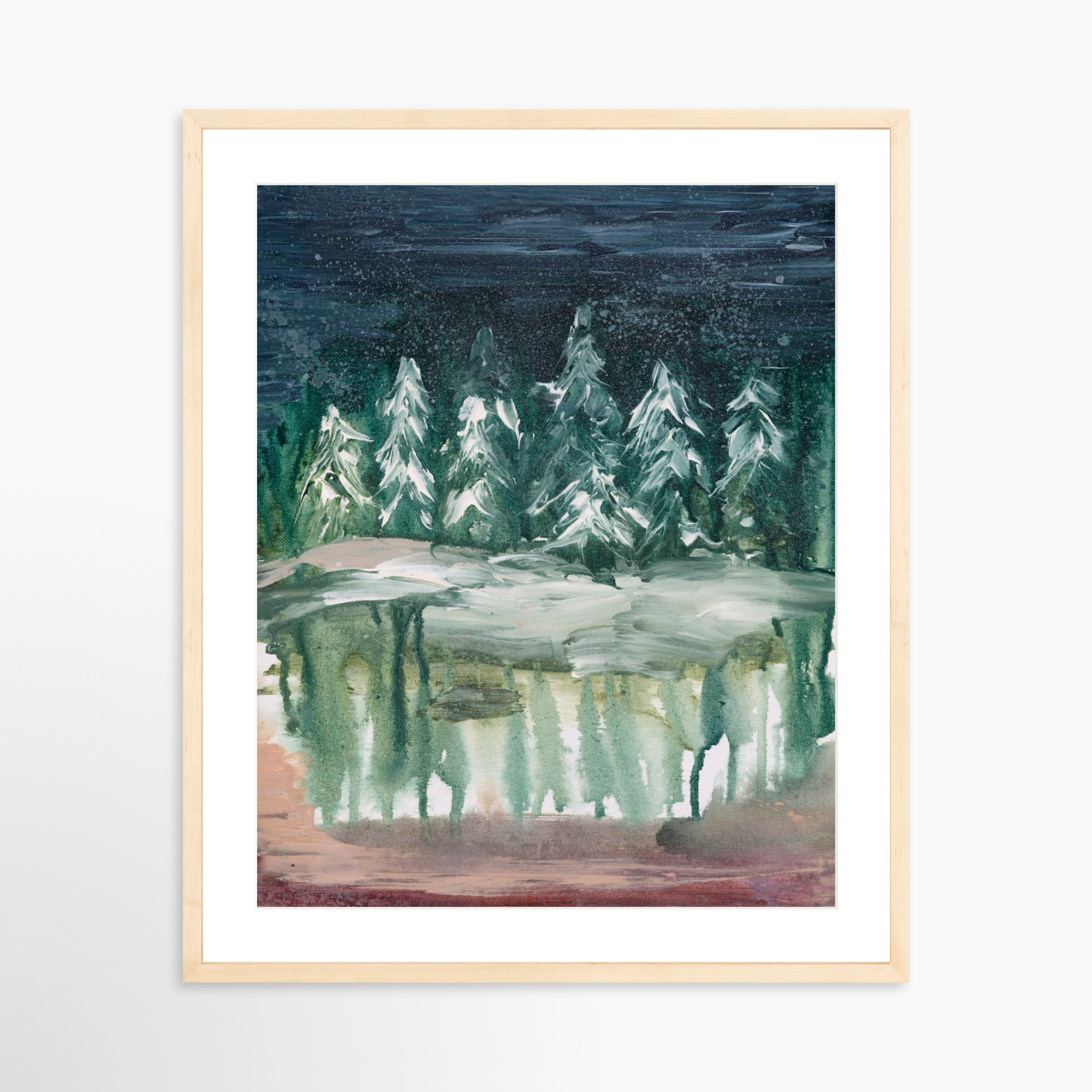 20x25 / Natural Frame + White Mat