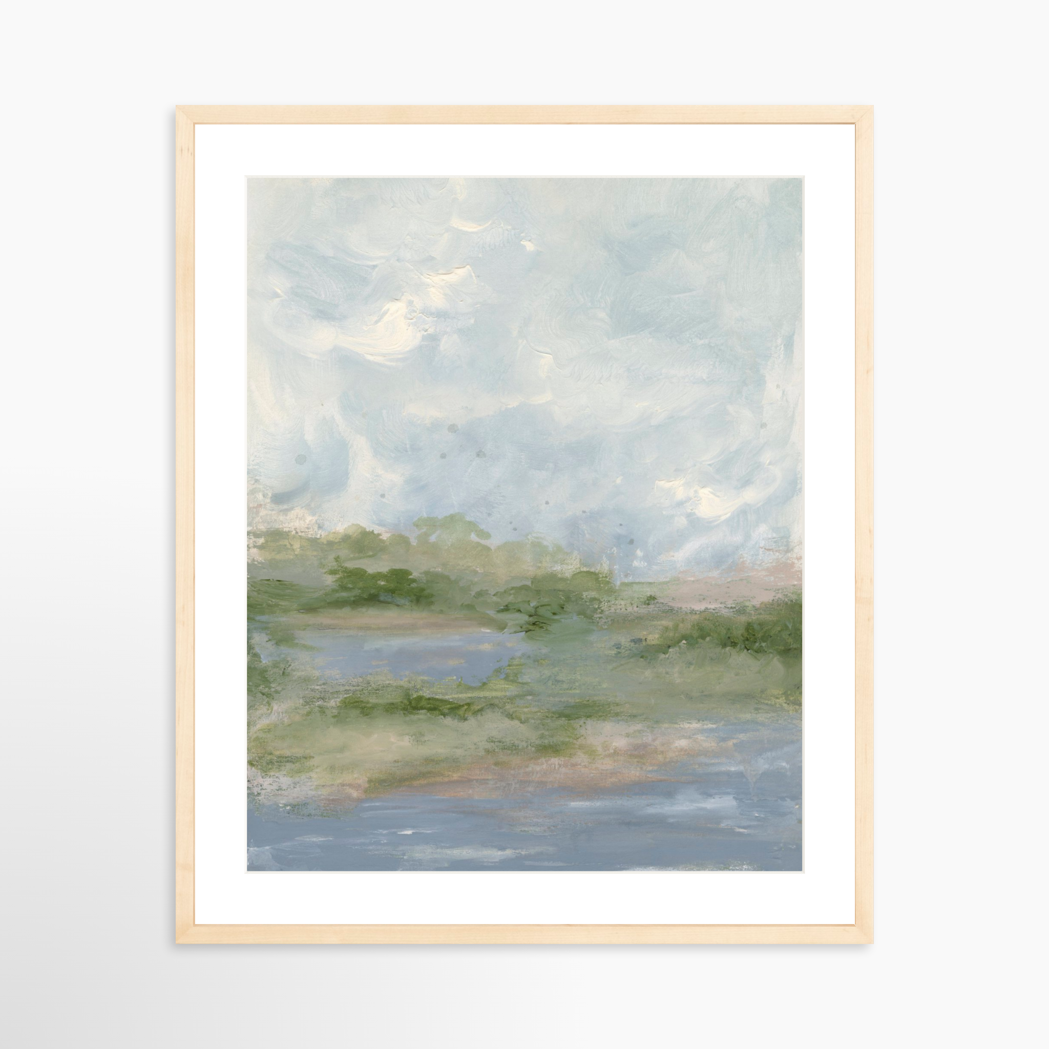 20x25 / Natural Frame + White Mat