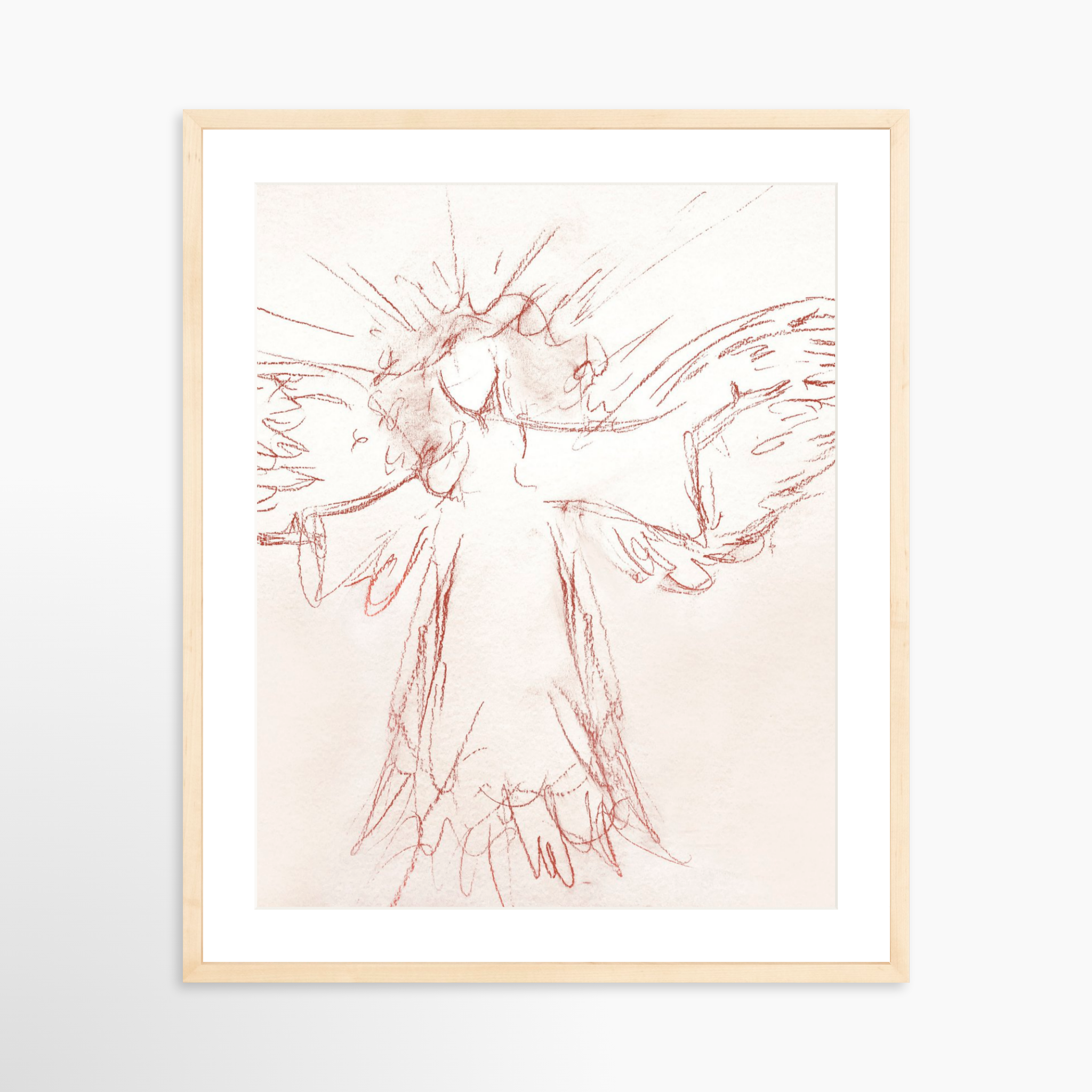 20x25 / Natural Frame + White Mat