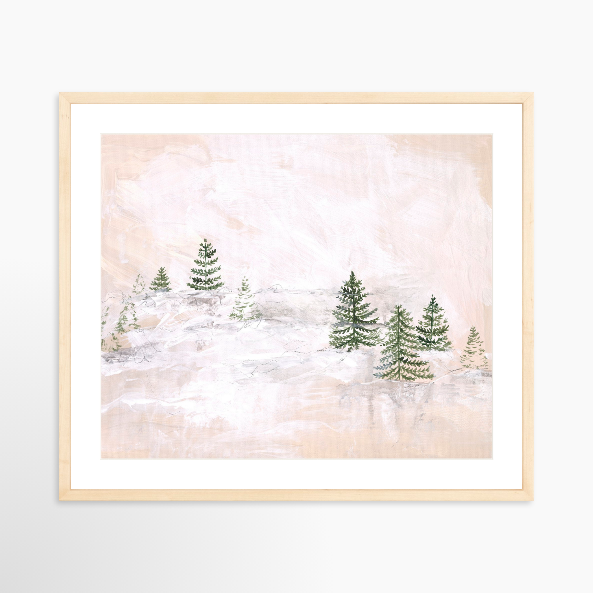 25x20 / Natural Frame + White Mat