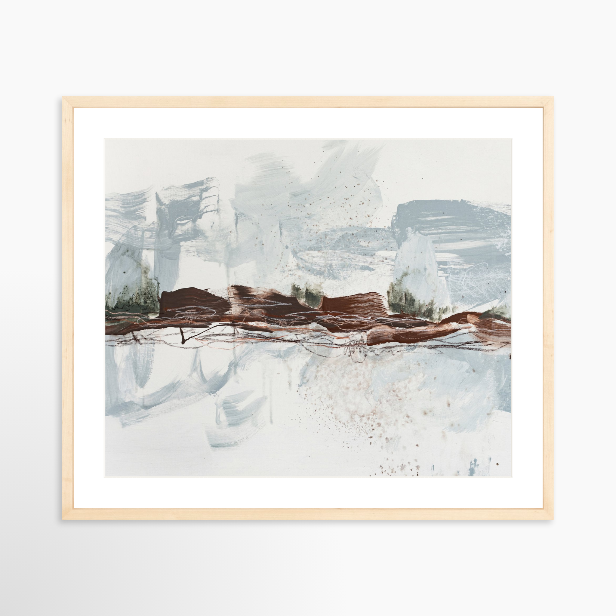 25x20 / Natural Frame + White Mat