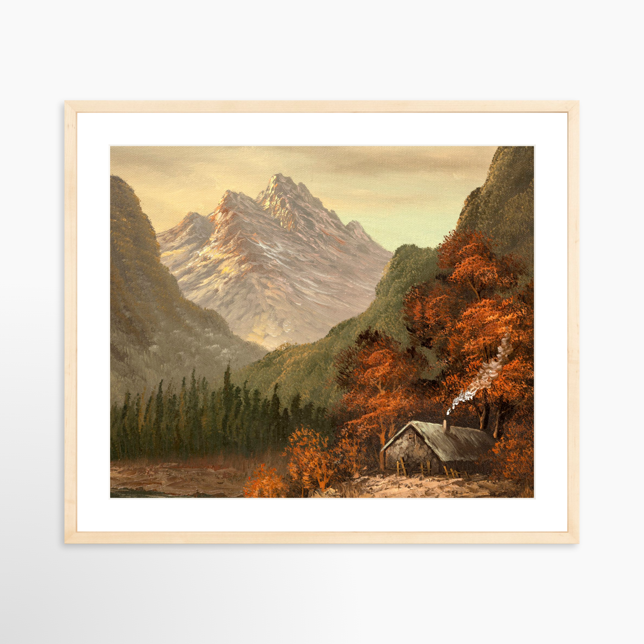 25x20 / Natural Frame + White Mat
