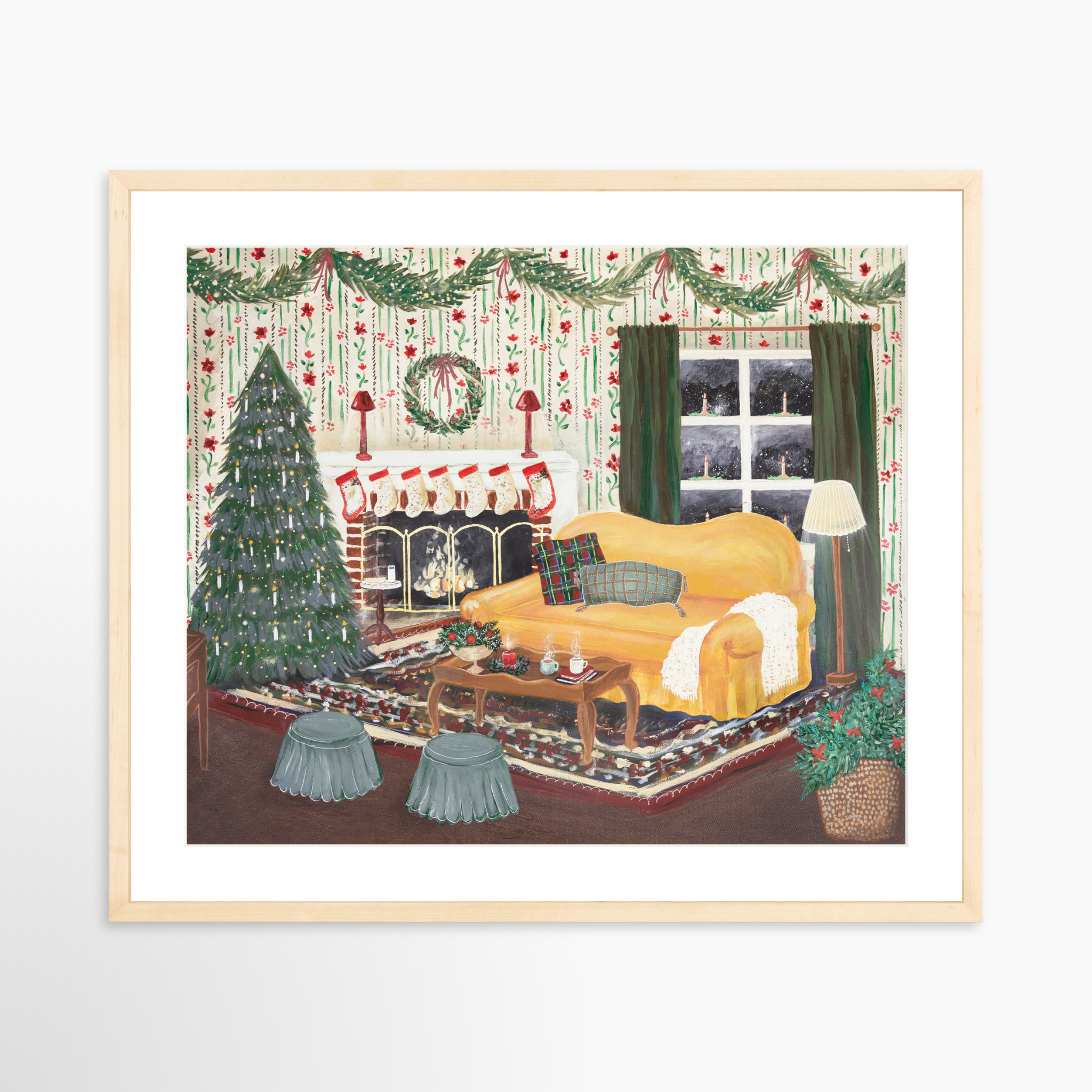 24x20 / Natural Frame + White Mat