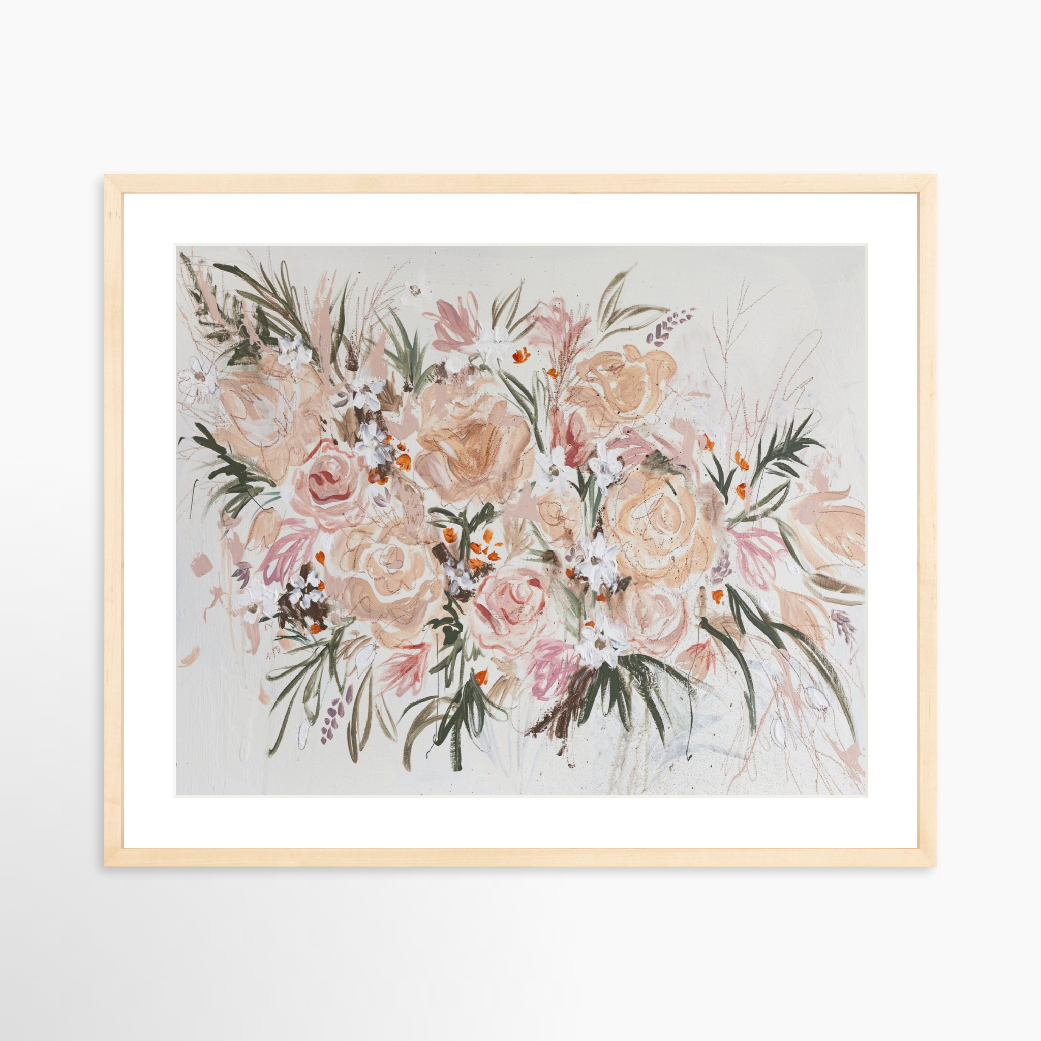 25x20 / Natural Frame + White Mat