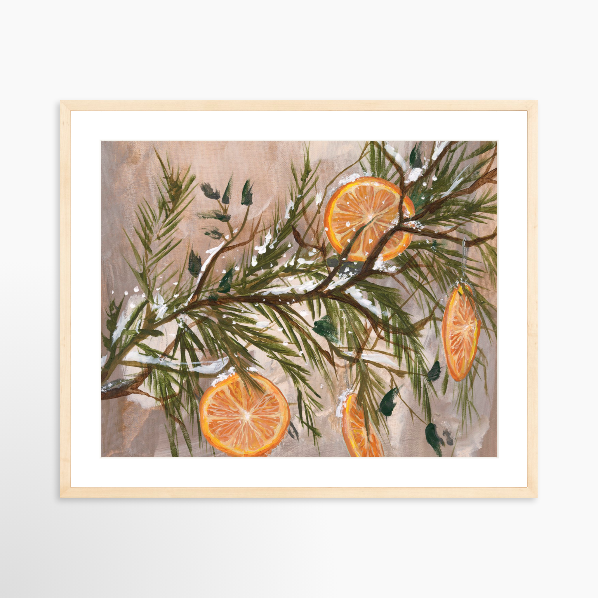 25x20 / Natural Frame + White Mat