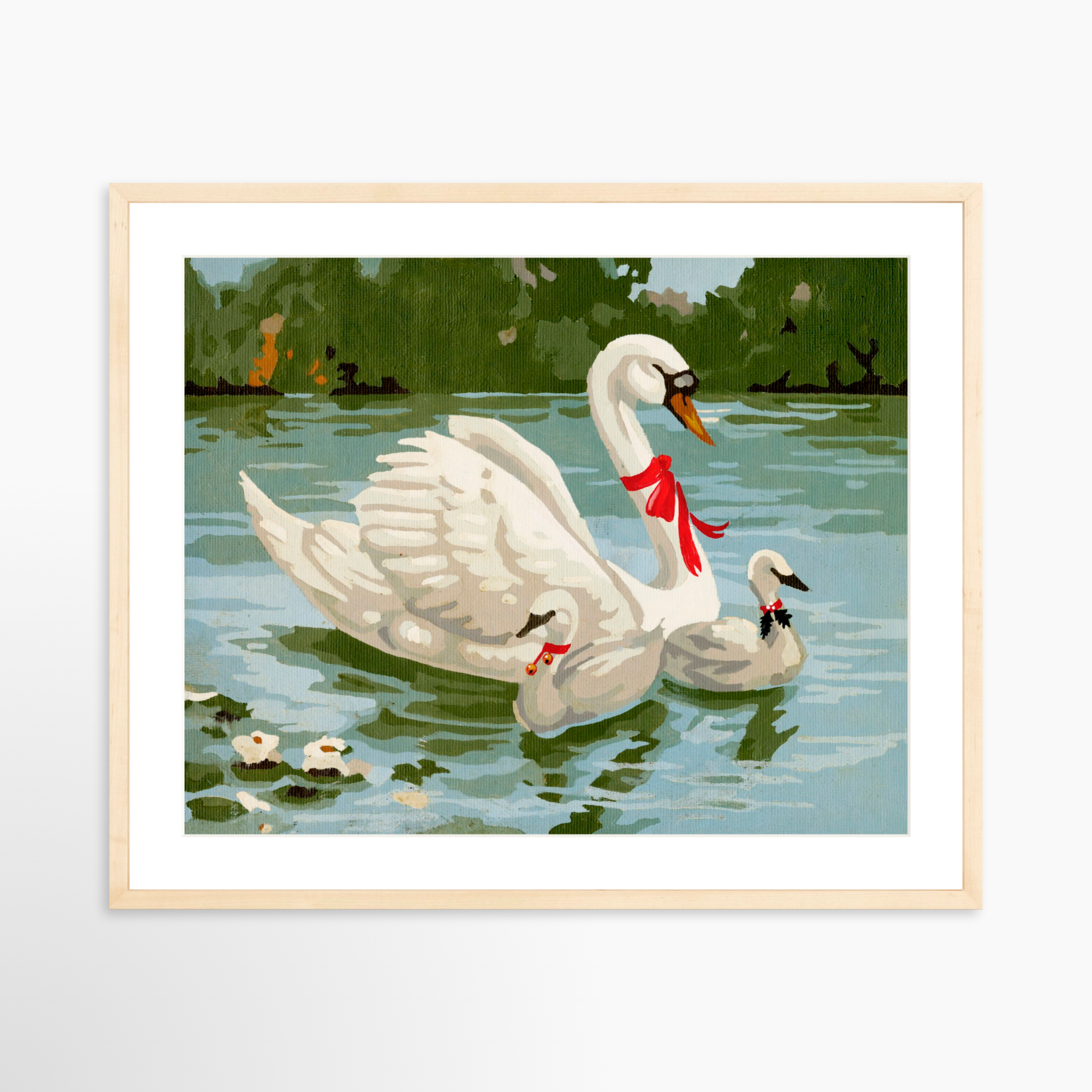 25x20 / Natural Frame + White Mat
