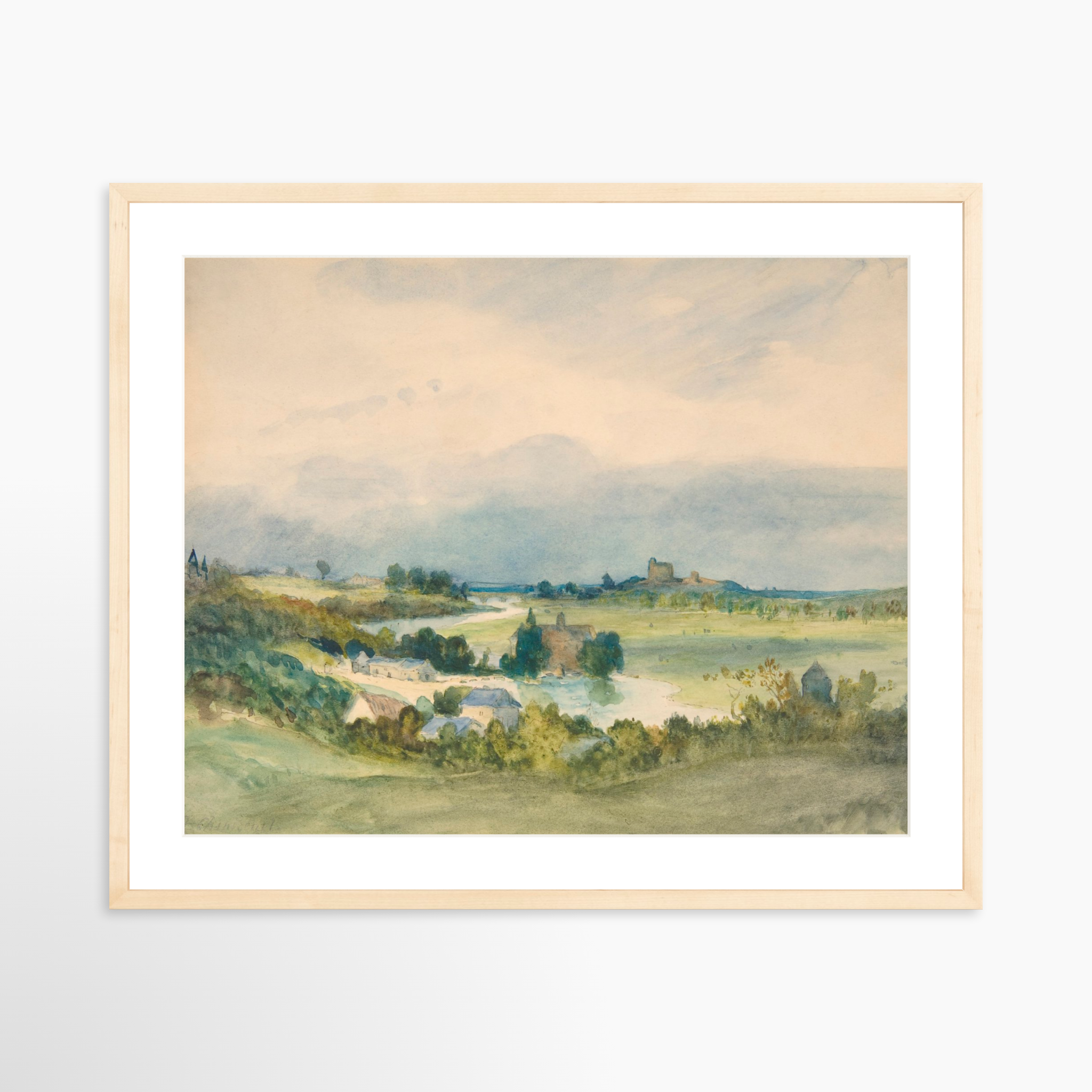 25x20 / Natural Frame + White Mat