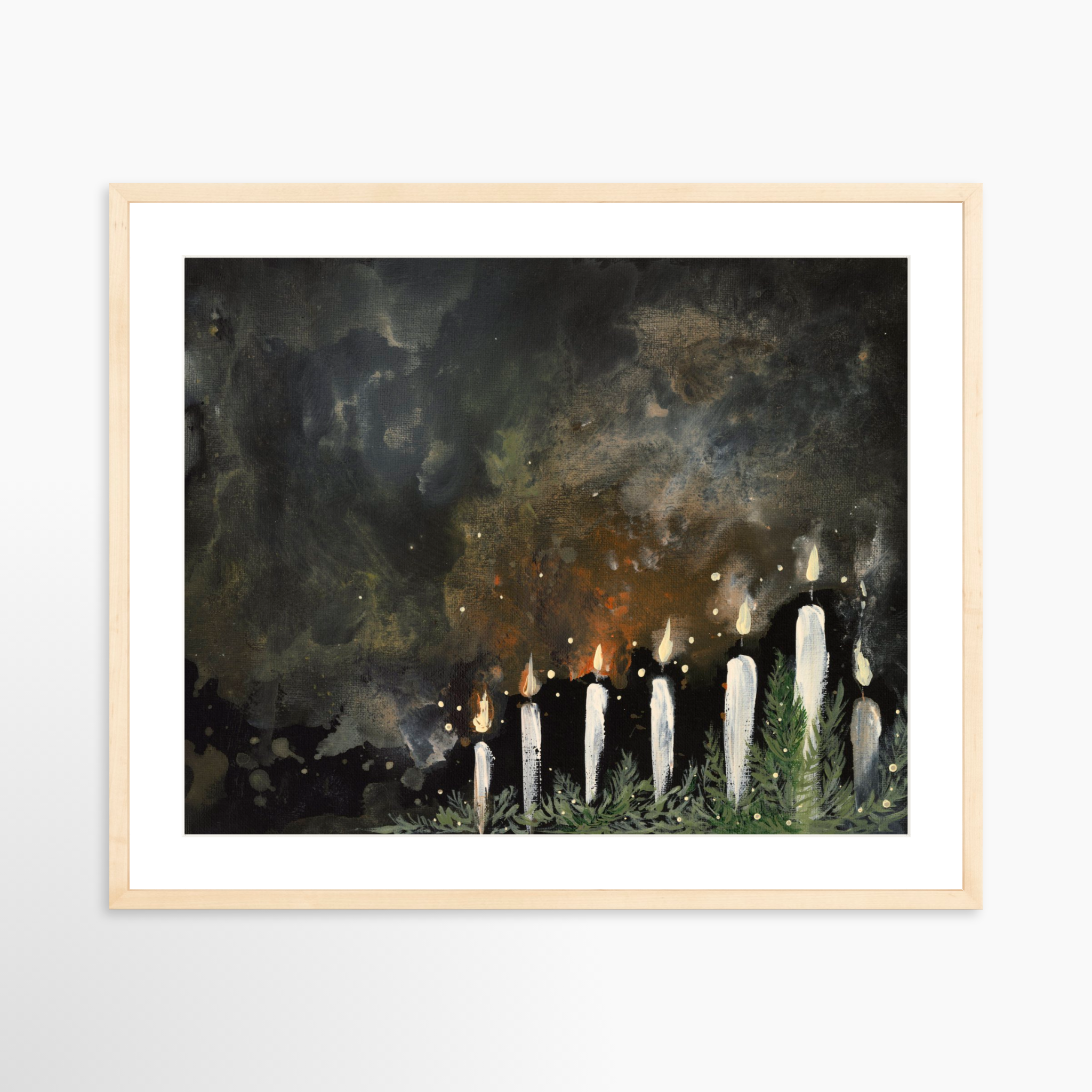 25x20 / Natural Frame + White Mat