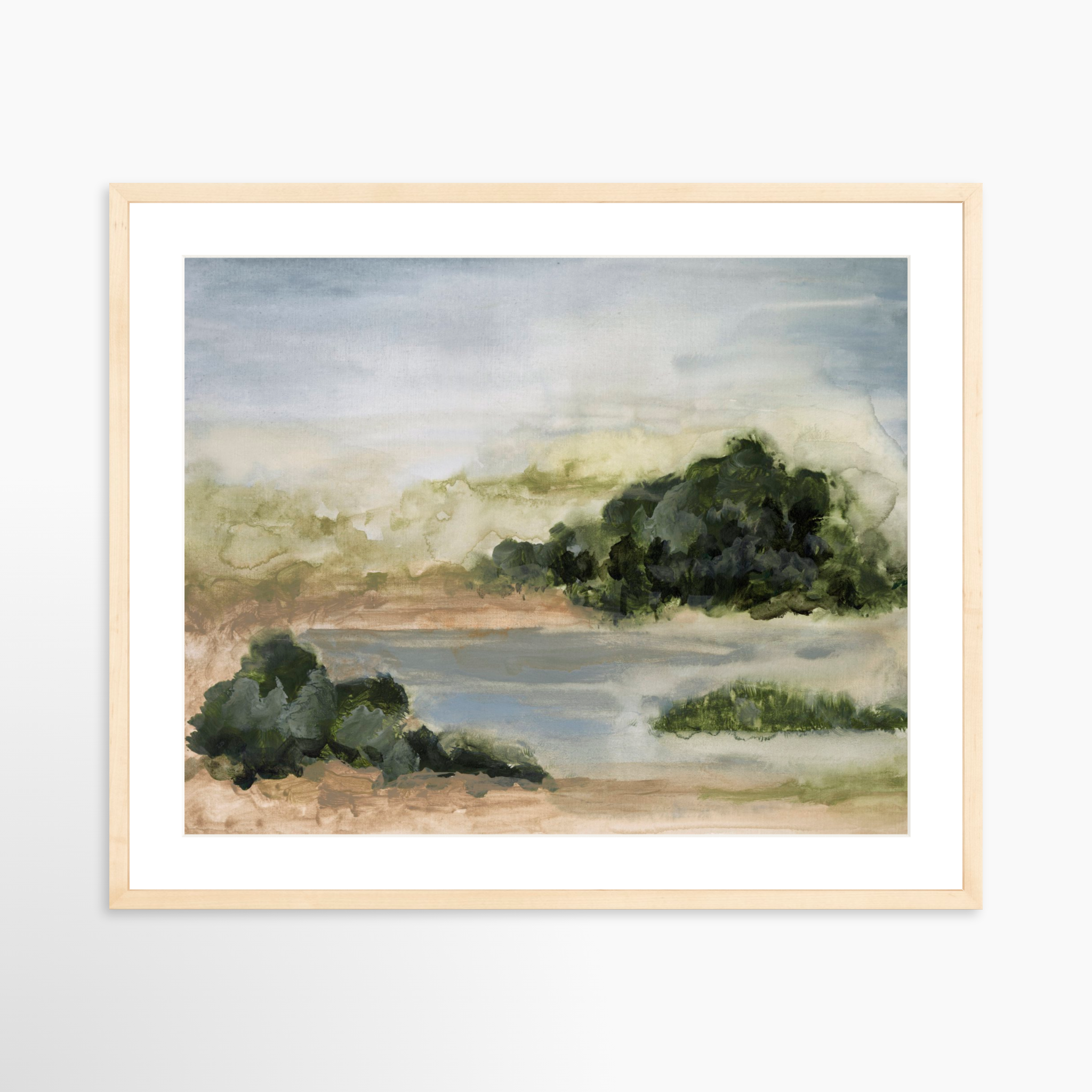 25x20 / Natural Frame + White Mat