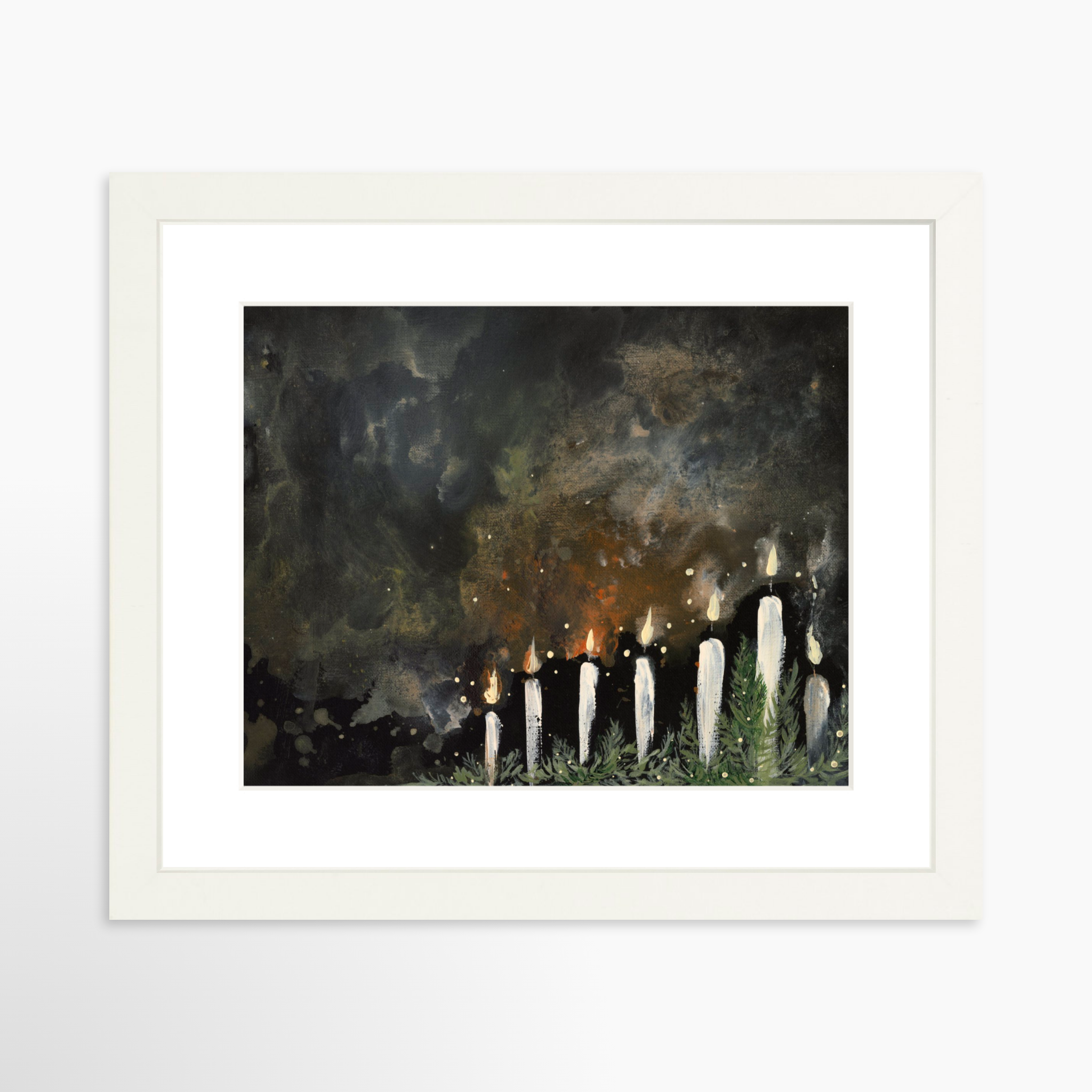 10x8 / White Frame + White Mat