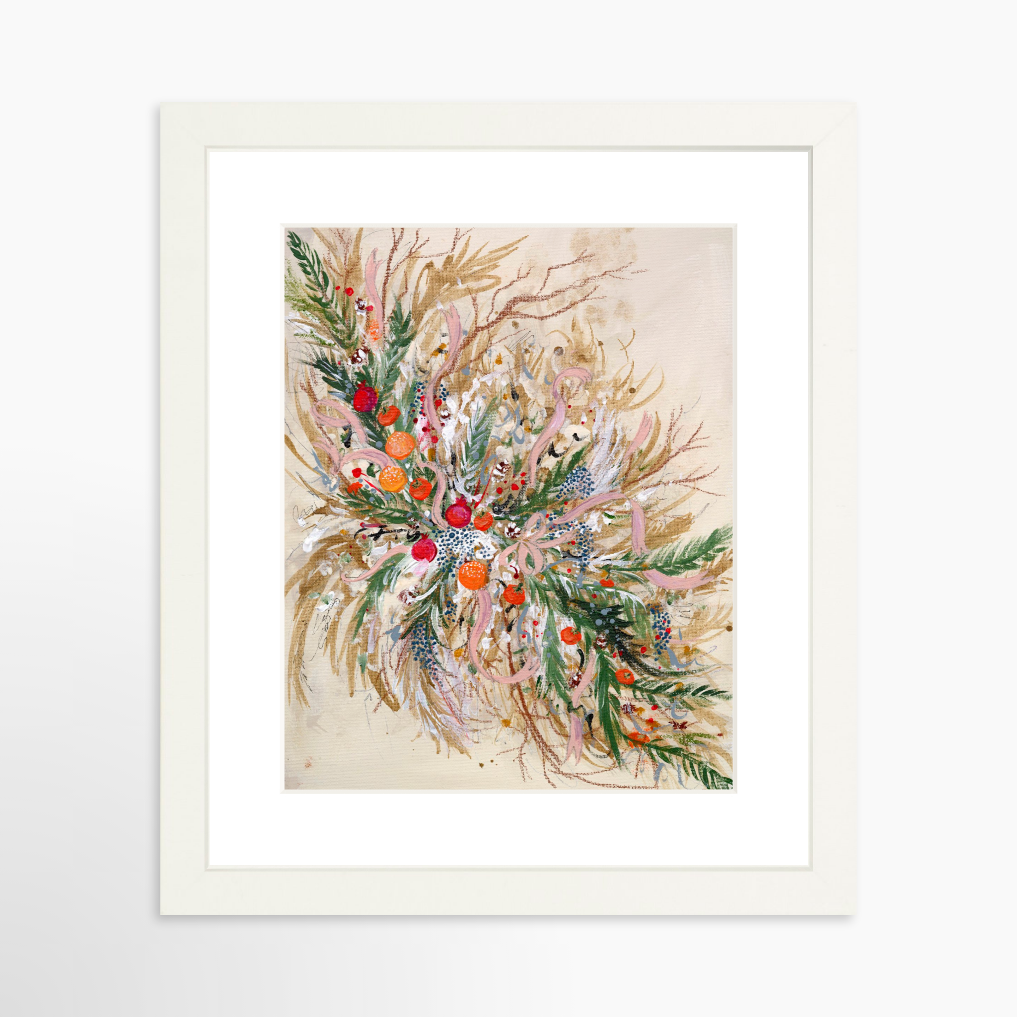 8x10 / White Frame + White Mat